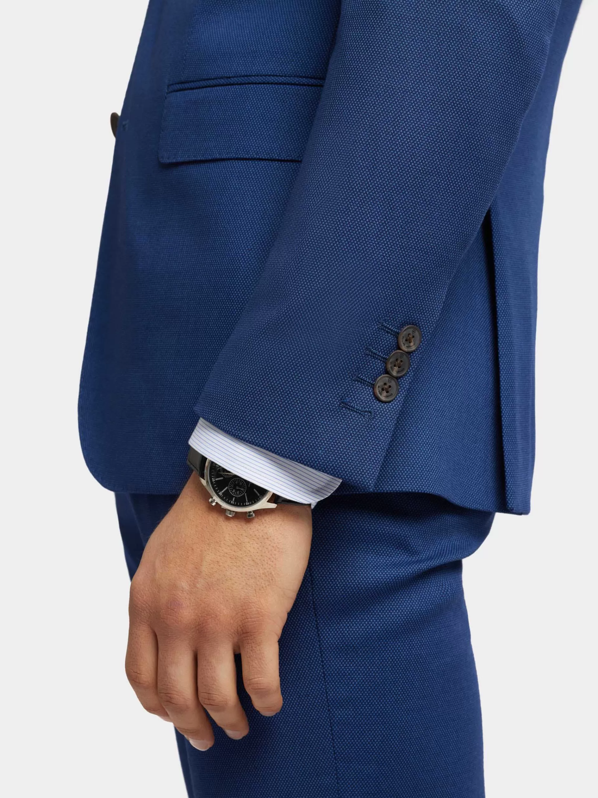 Veste casual élégante Alvaro Moreno - Déstockage Modèle Americana Œil de Perdrix Bleu Océan