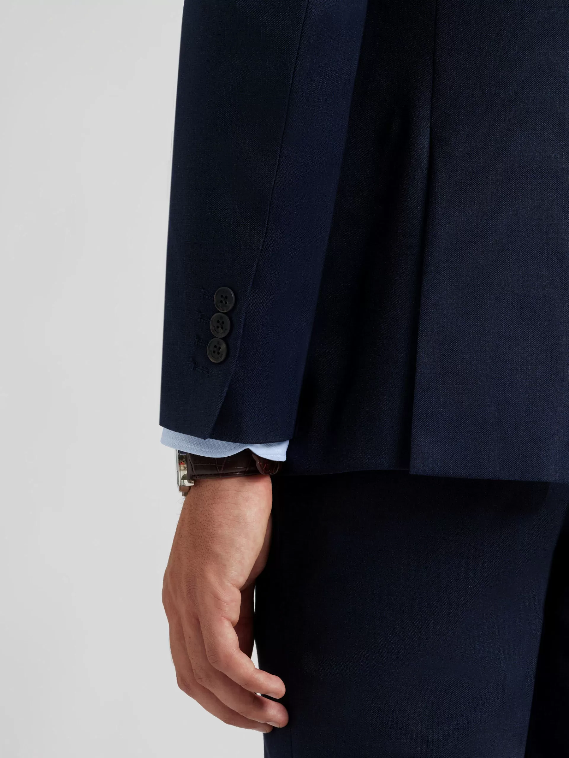 Veste élégante Alvaro Moreno - Style américain en tissu fil-à-fil bleu marine - Promotion exclusive