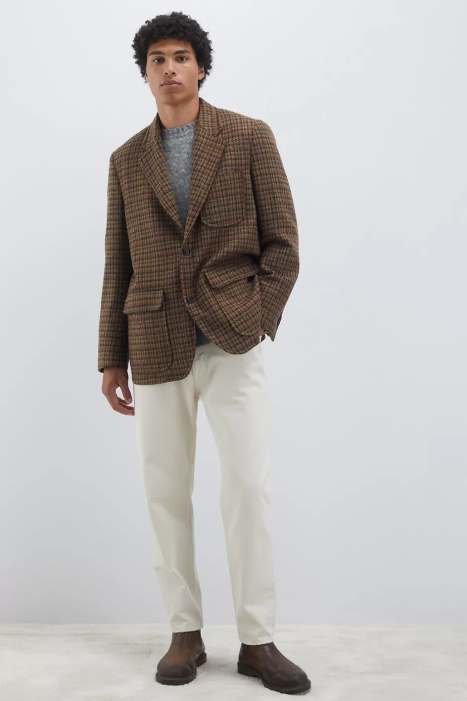 Veste Roy Rogers pour Homme - Élégance new-yorkaise en laine pied-de-poule, coupe intemporelle