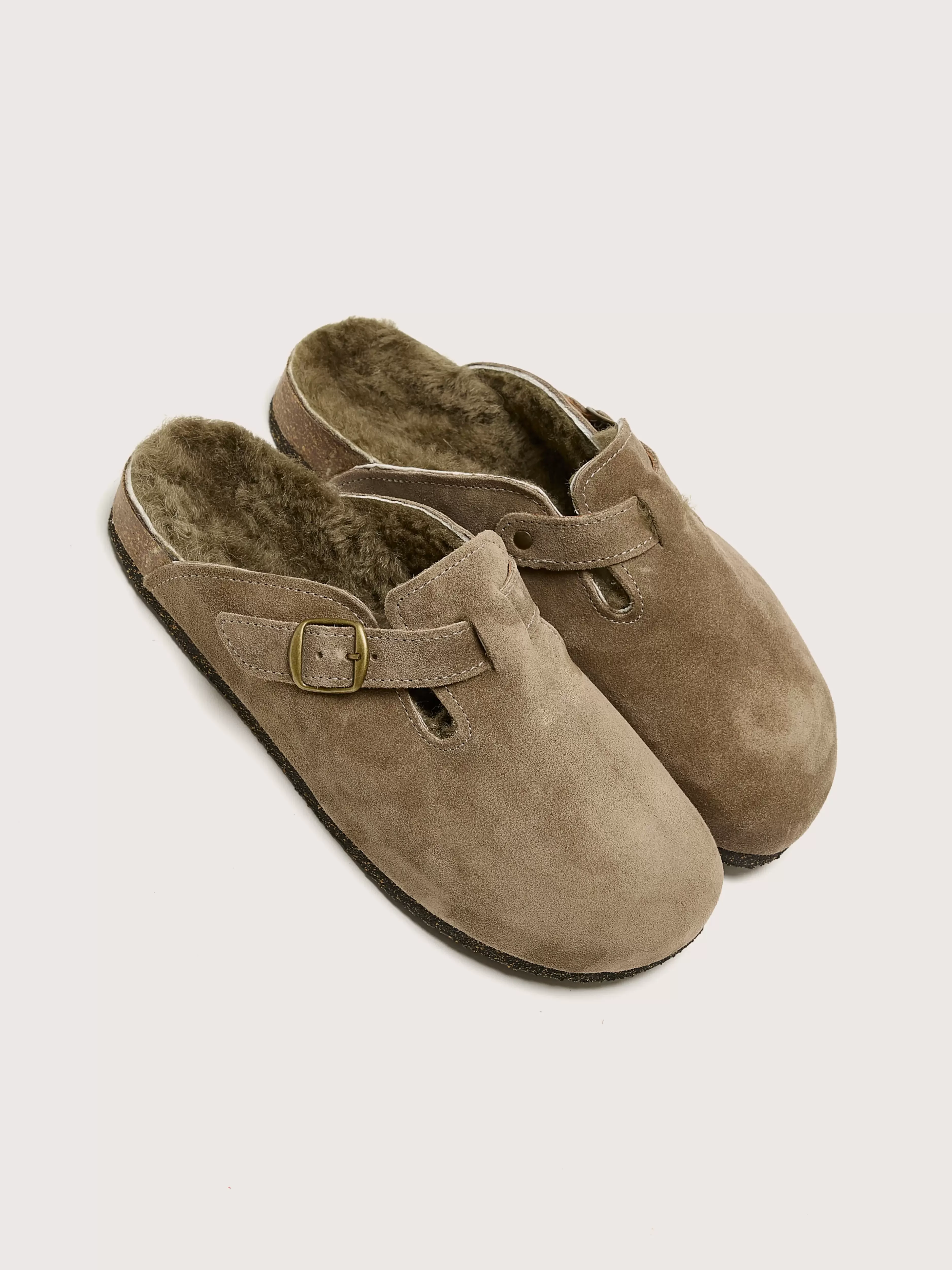 Promo Exclusive : Sabots Velours Taupe Bosabo - Chaussures en Bois Confortables