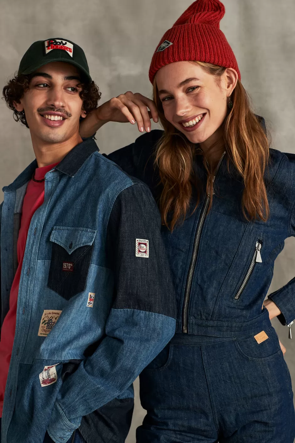 Chemise décontractée Roy Rogers en denim vieilli - Edition spéciale 70ème anniversaire style patchwork Kansas avec détails vintage pour un confort authentique