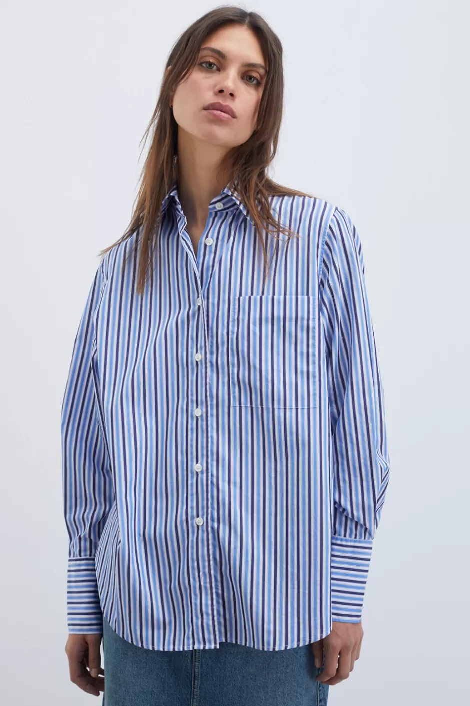Chemise Femme Donna Roy Rogers - Modèle Mimi en Popeline à Rayures Classiques
