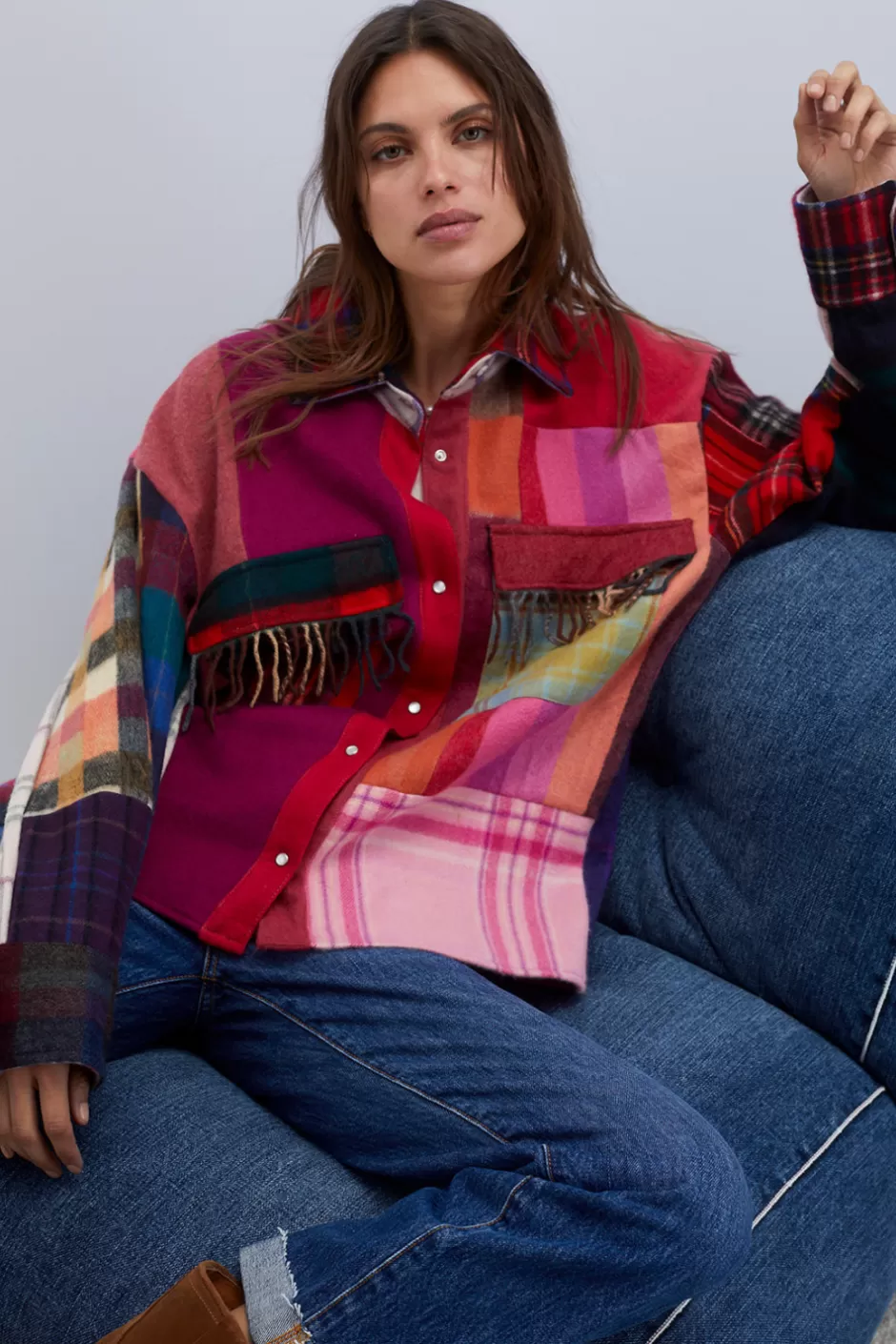 Chemise Vintage Donna Roy Rogers - Laine Cachemire Style Patriotique Années 70
