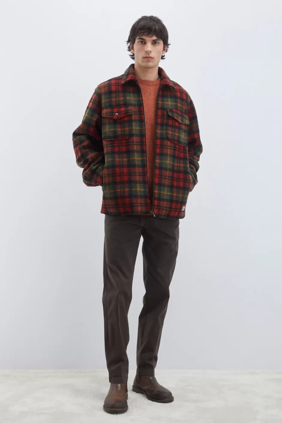 Roy Rogers - Chemise pour Homme Style Campagnard à Carreaux Classiques - Détails Contrastés - Tissu Respirant