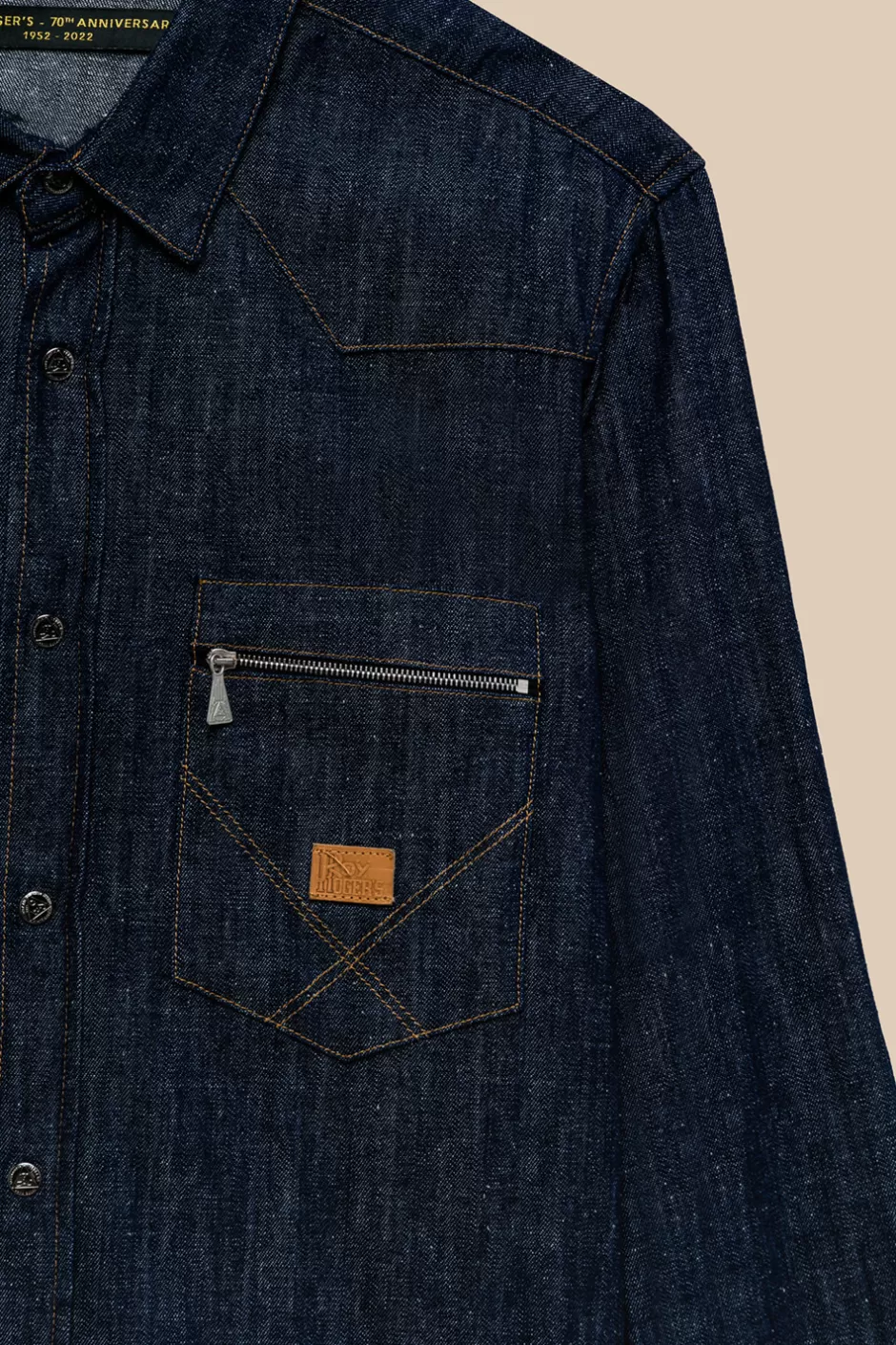 Chemise Homme Style Western Roy Rogers 70e Anniversaire - Denim Vintage Lavé Cimosa, Coupe Classique à Poches Poitrine  

(