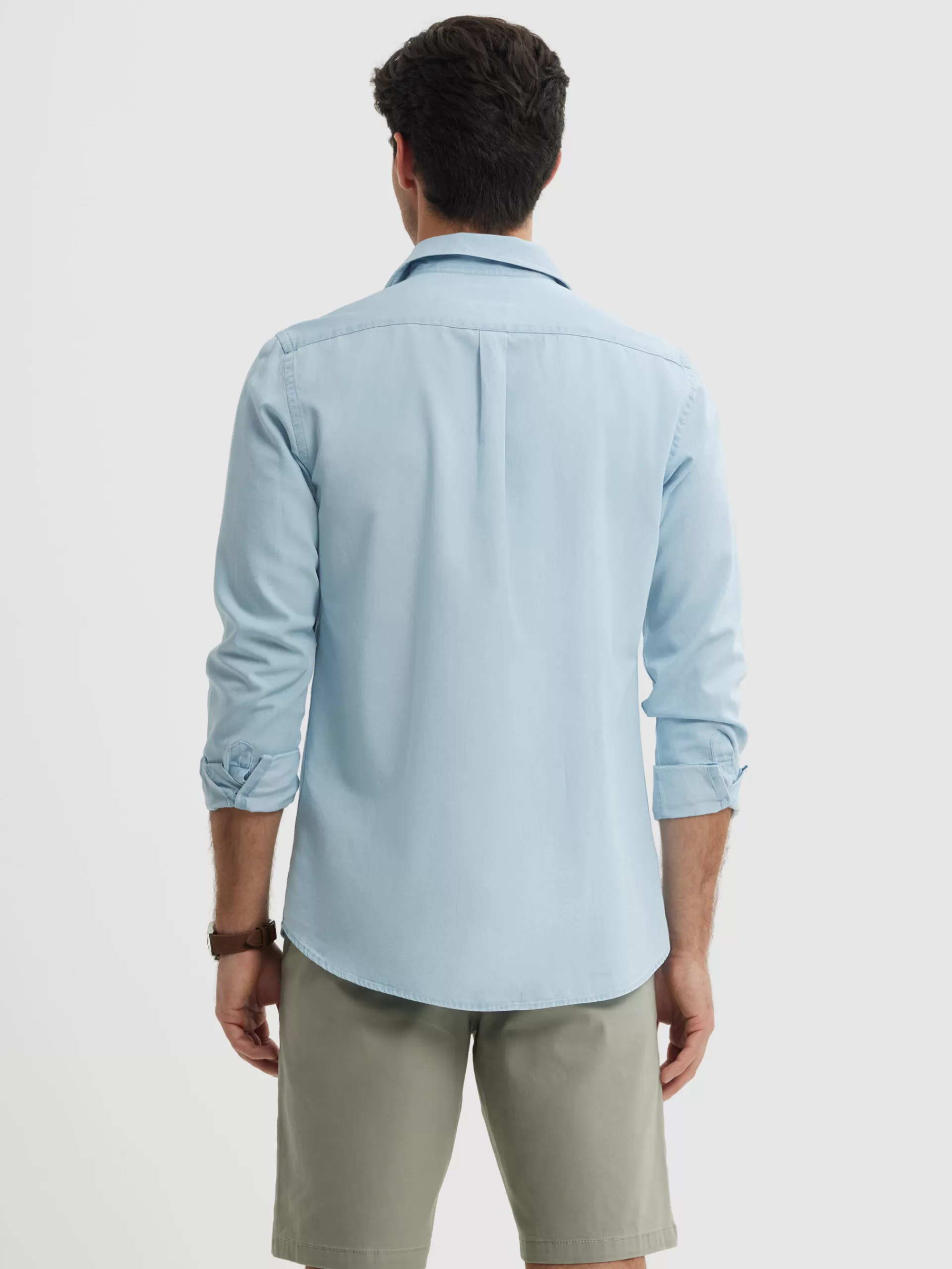 Alvaro Moreno Veste-Shirt Dénim Bleu Ciel - Style Urbain avec Détails Contrastants