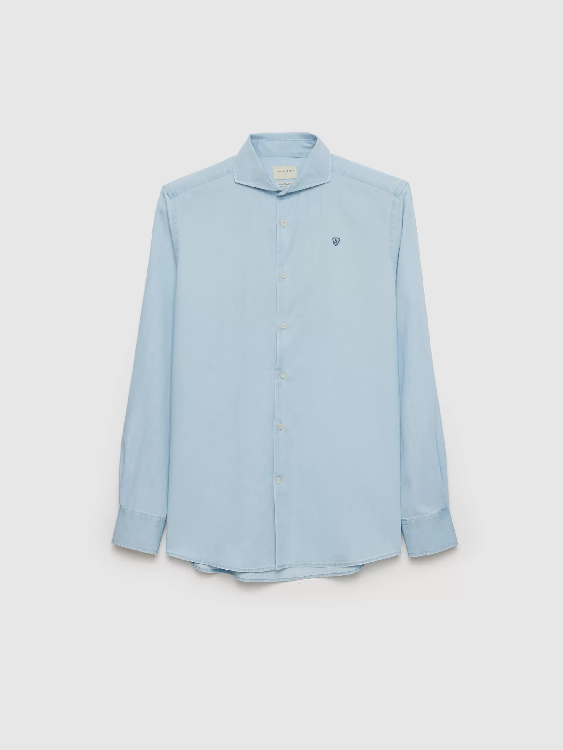 Alvaro Moreno Veste-Shirt Dénim Bleu Ciel - Style Urbain avec Détails Contrastants