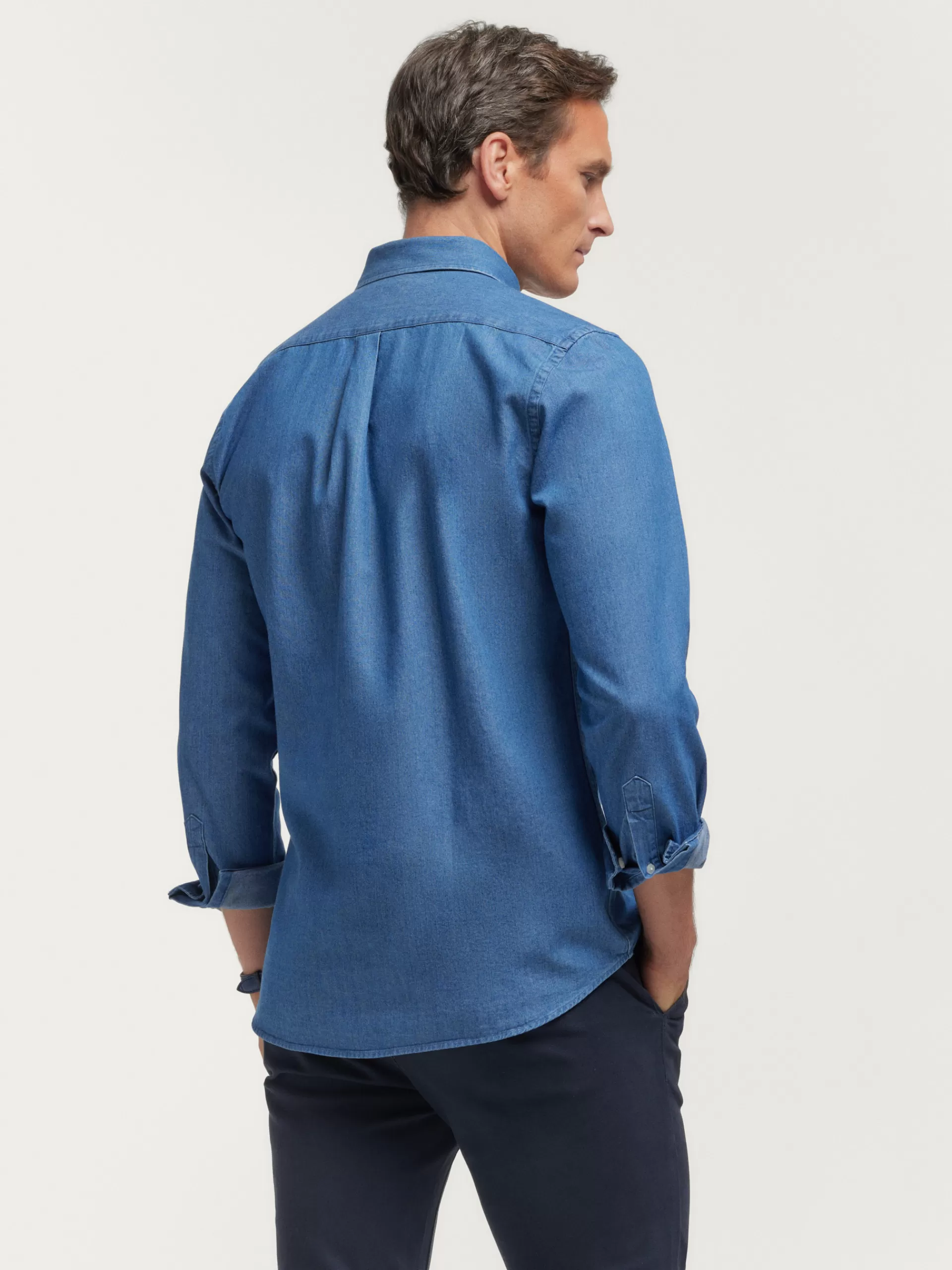Chemise décontractée en denim brut Alvaro Moreno - Bleu saphir texturé pour un style urbain intemporelle