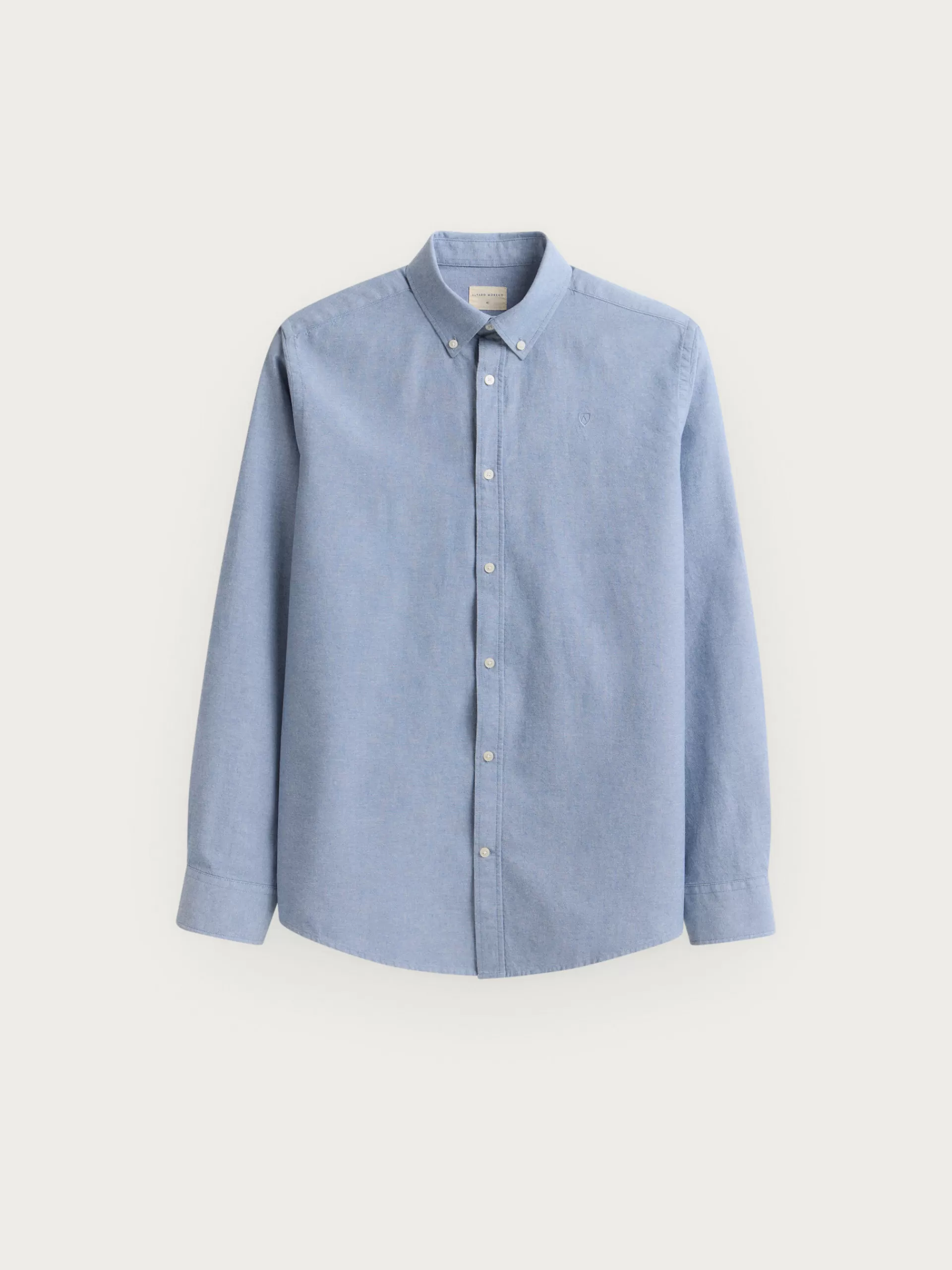 Élégante chemise en oxford chambray bleu ciel - Collection Alvaro Moreno | Détails contrastés et coupe contemporaine