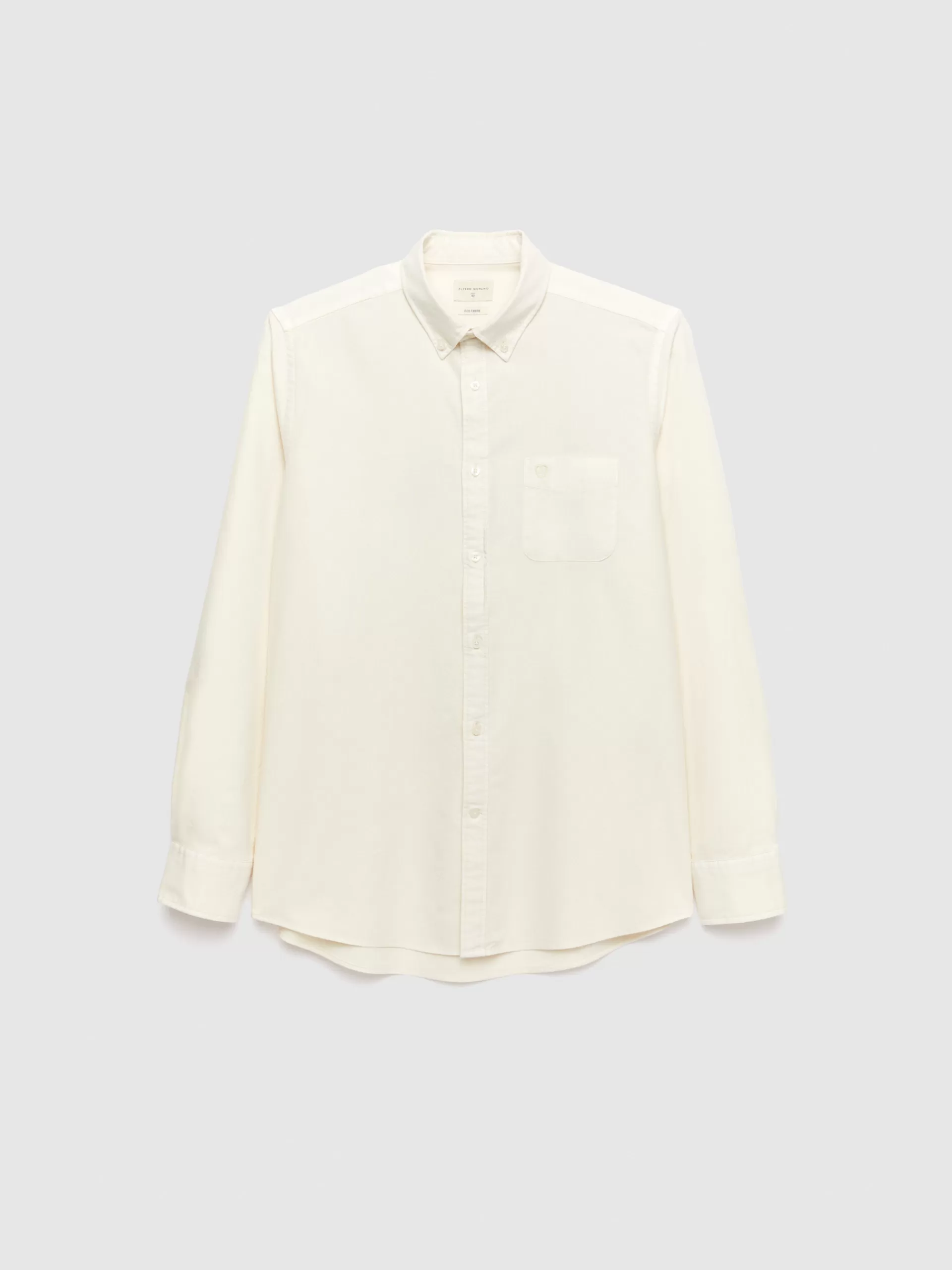 Chemise Oxford Alvaro Moreno avec teinture artisanale et poche poitrine - Beige naturel en édition limitée
