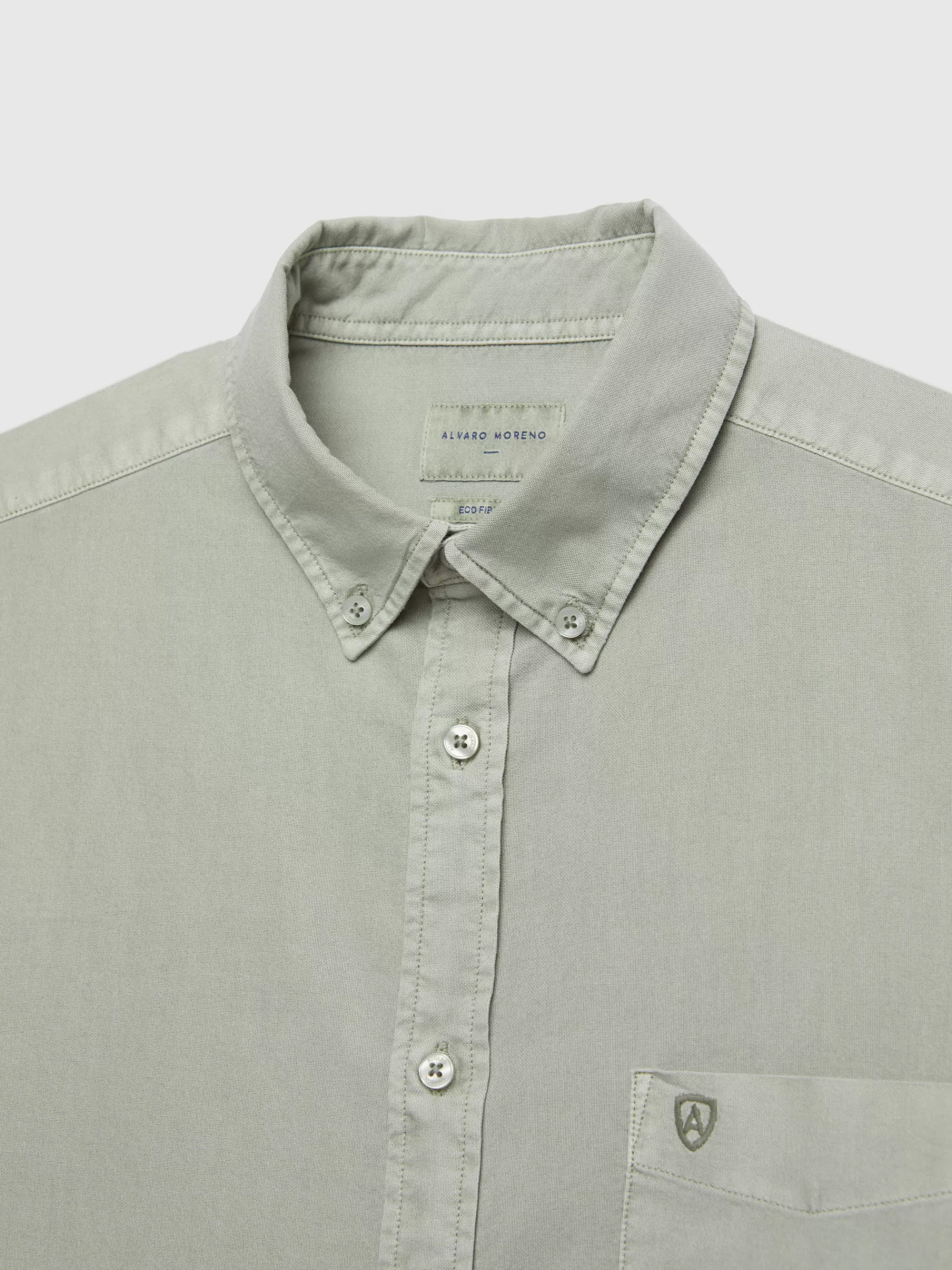 Chemise Oxford Alvaro Moreno - Teinture pigmentée vert forêt avec détails de poche - Coupe classique et confort optimal au quotidien