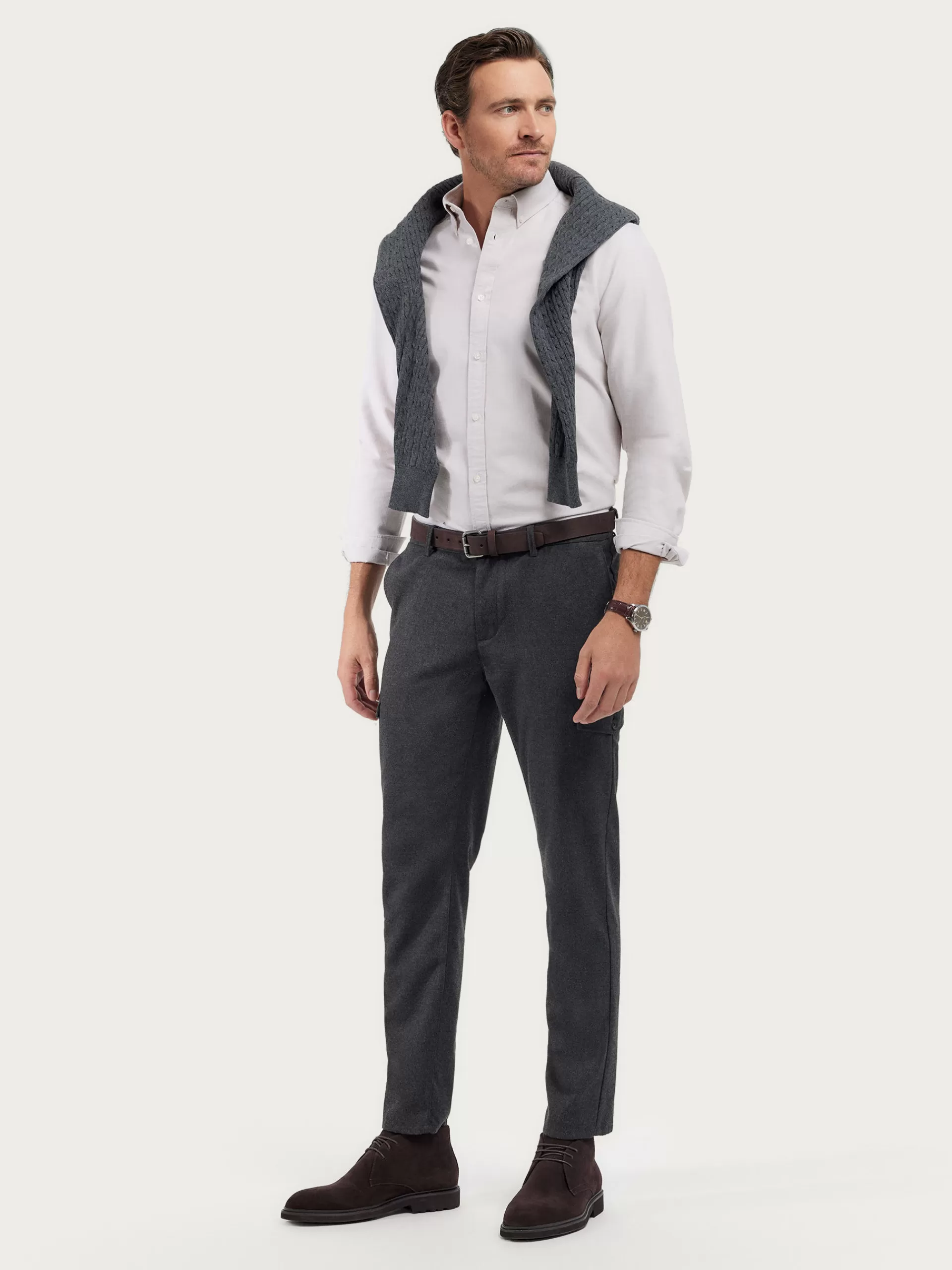 Chemise élégante en tissu Oxford couleur sable - Collection Alvaro Moreno