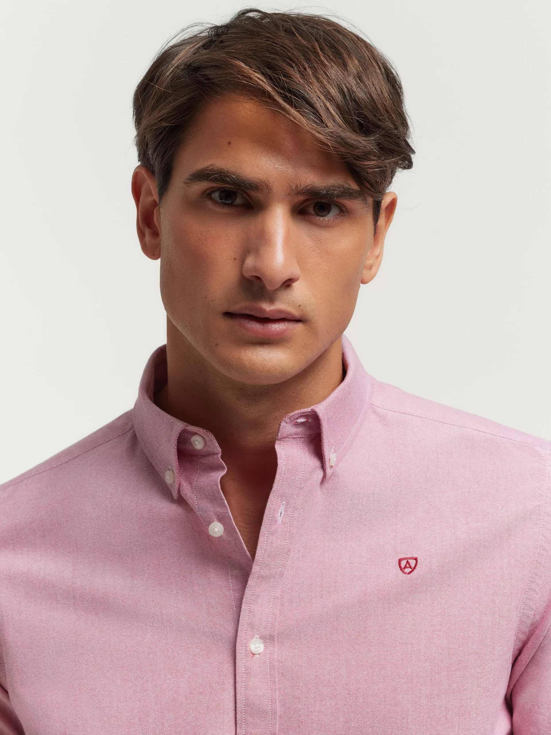 Chemise Homme en Tissu Oxford Uni - Alvaro Moreno - Rouge Bordeaux Élégant