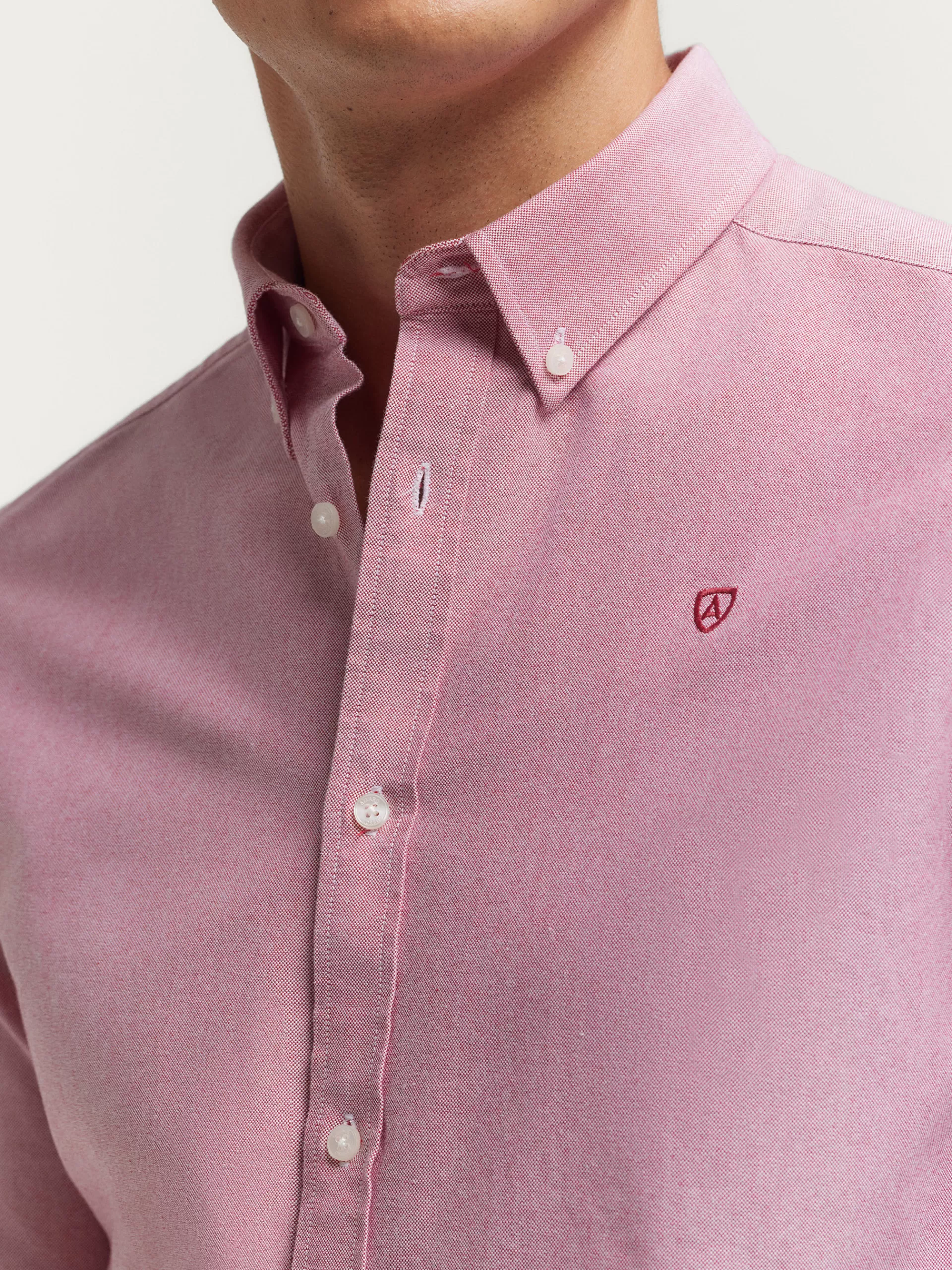 Chemise Homme en Tissu Oxford Uni - Alvaro Moreno - Rouge Bordeaux Élégant