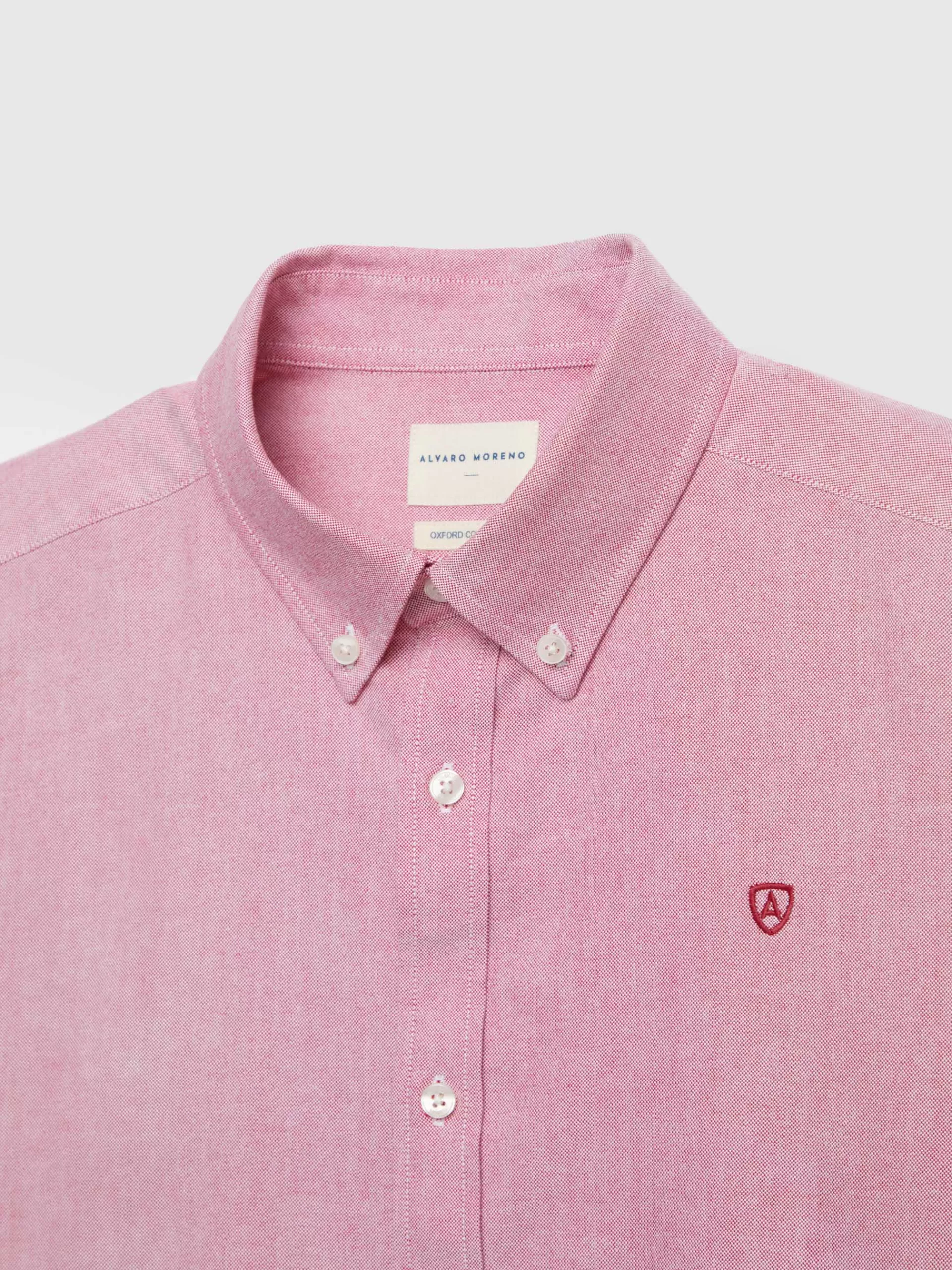 Chemise Homme en Tissu Oxford Uni - Alvaro Moreno - Rouge Bordeaux Élégant
