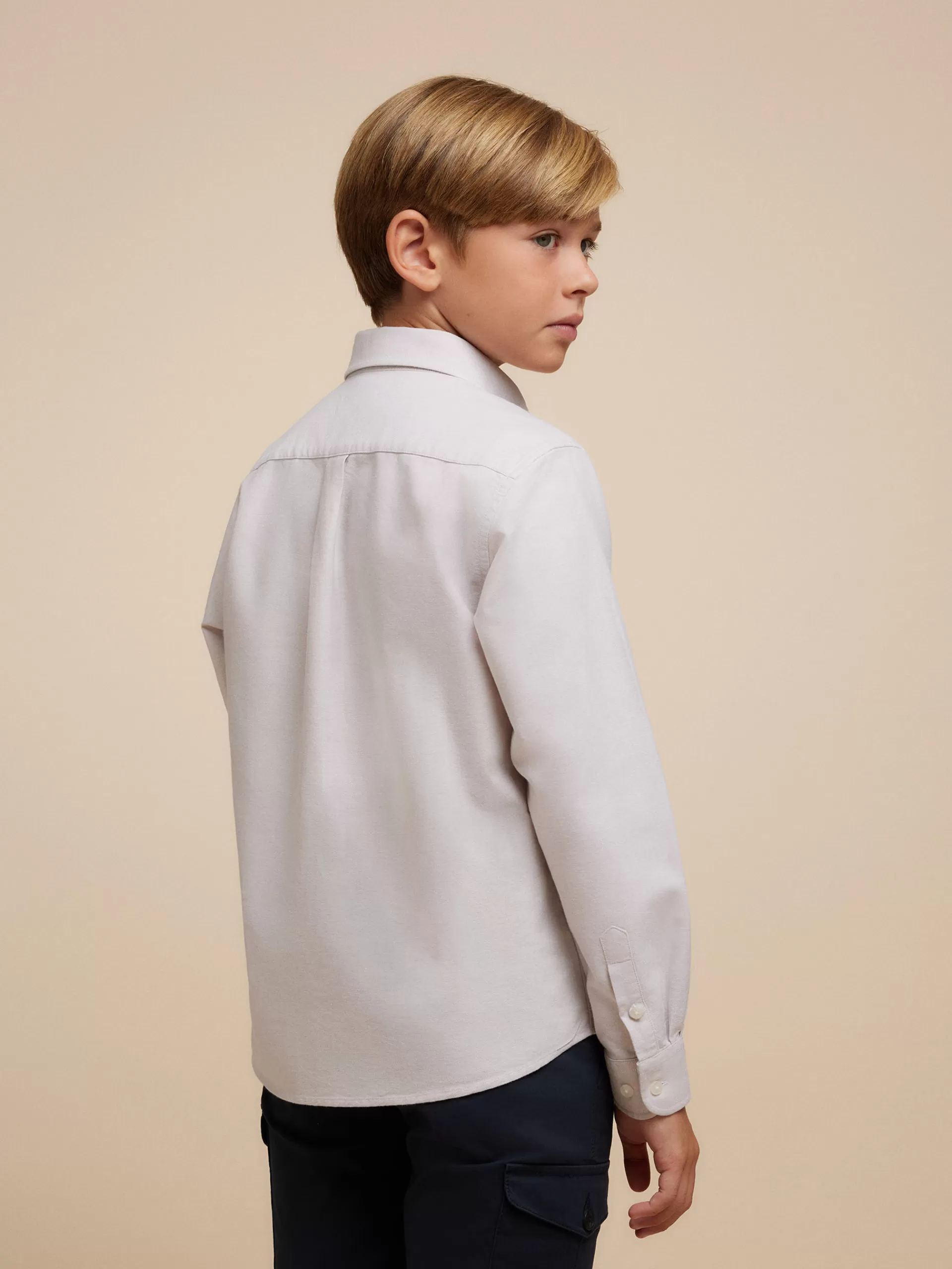 Chemise Enfant Alvaro Moreno en Oxford Uni - Coloris Beige Doux