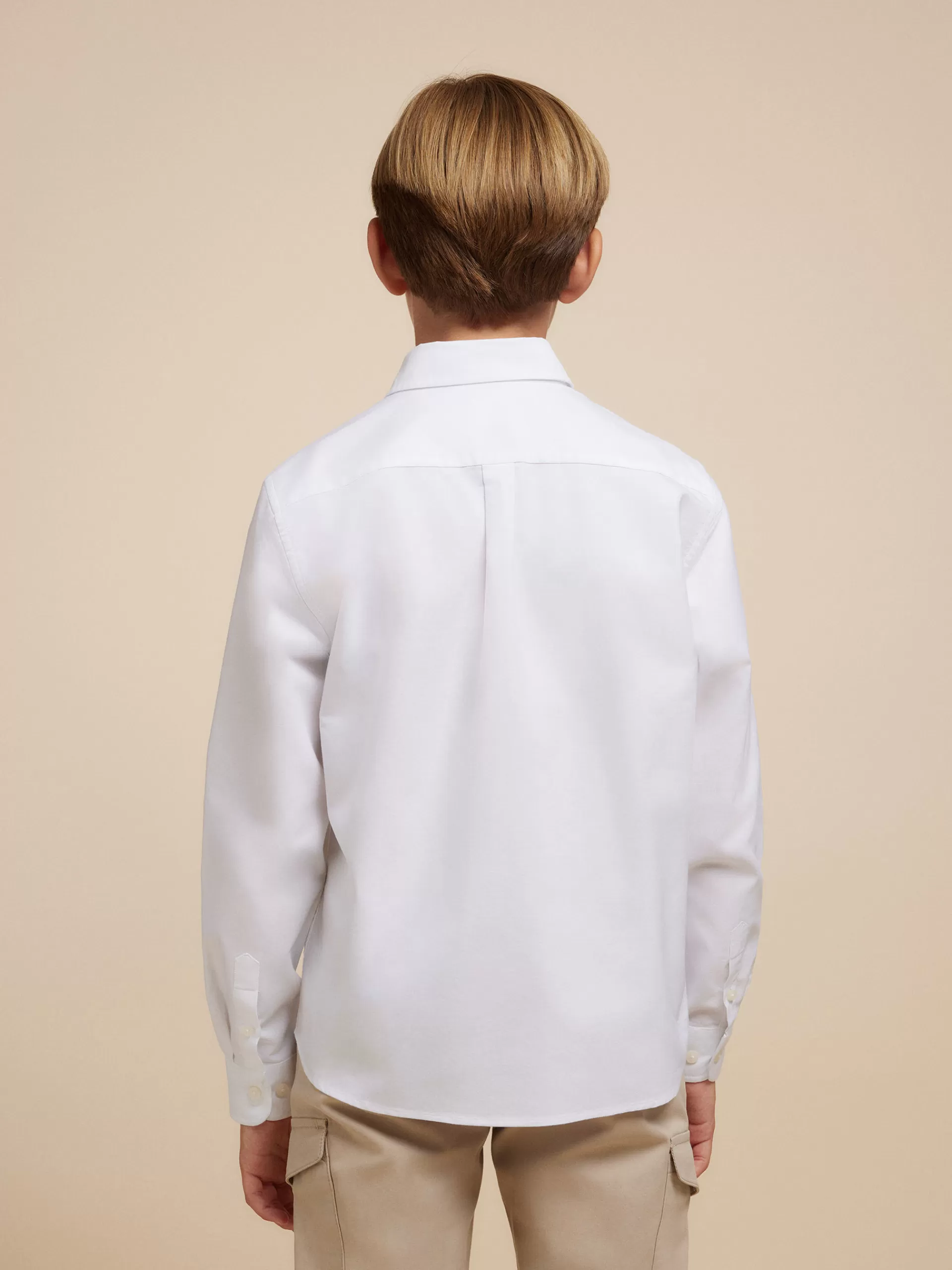 Chemise Oxford enfant en coton uni - Blanc neige | Modèle exclusif Alvaro Moreno en promotion
