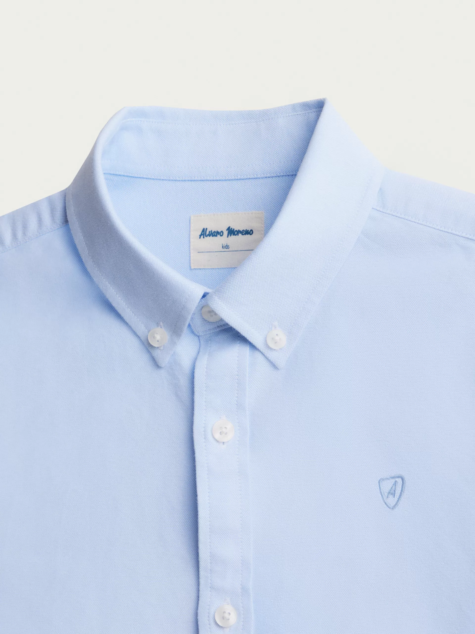 Alvaro Moreno - Chemise Oxford en Coton Uni pour Enfant Bleu Ciel Clair - Confortable et stylée