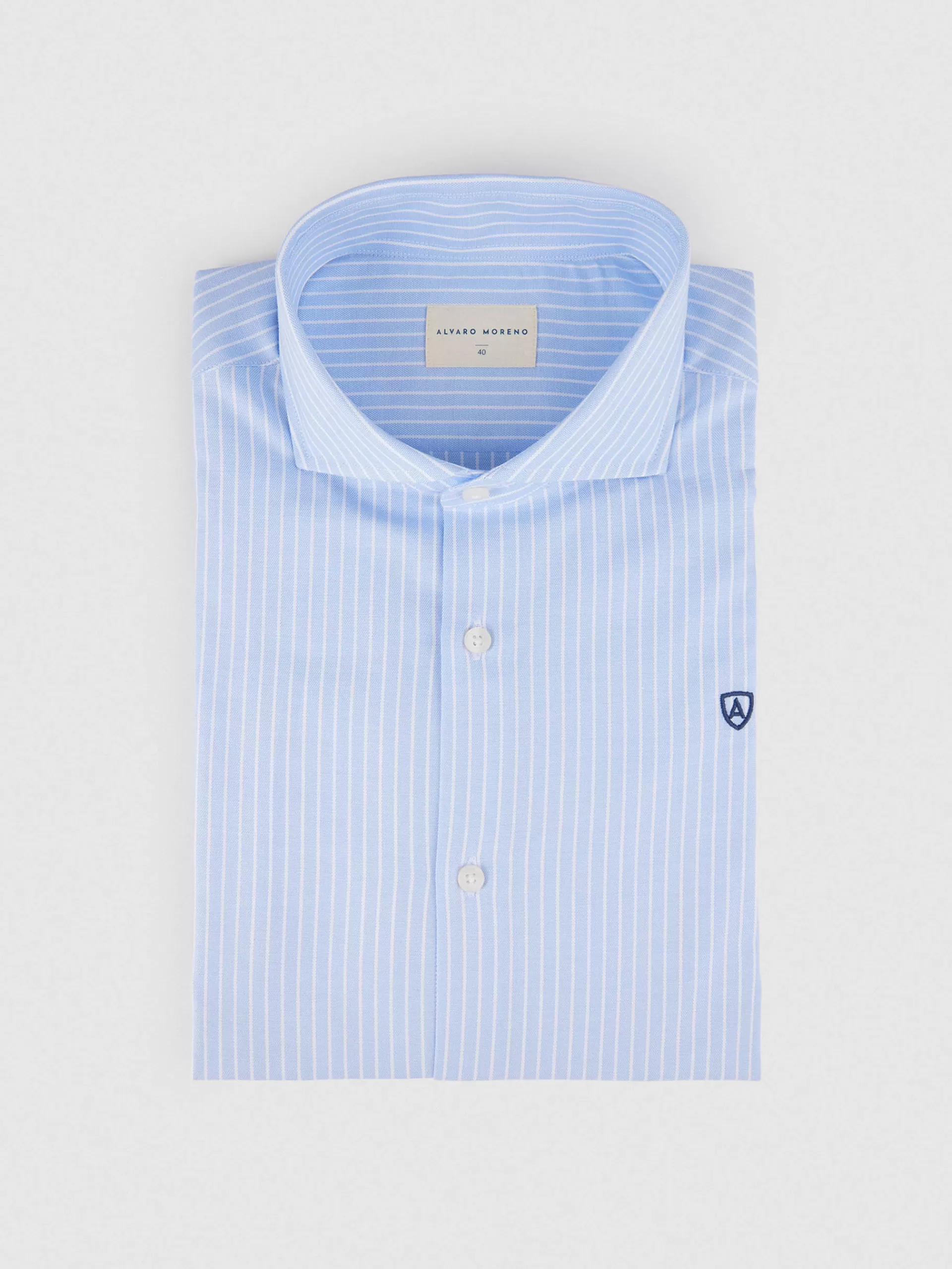 Chemise Alvaro Moreno en Promotion - Motifs Pointus Diplomates Bleu Ciel