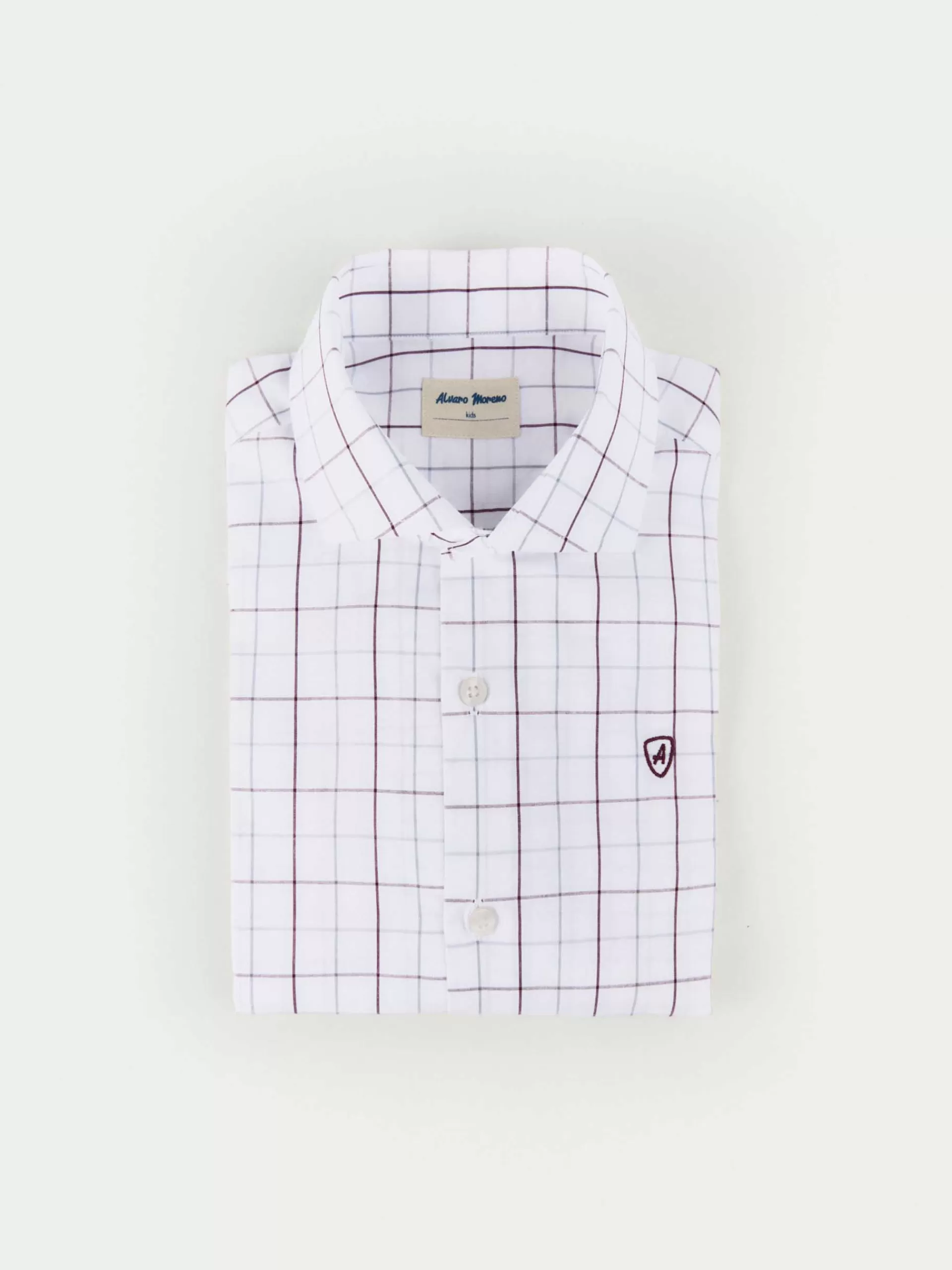 Chemise à carreaux en popeline enfant Alvaro Moreno - Bordeaux - Style décontracté et confortable