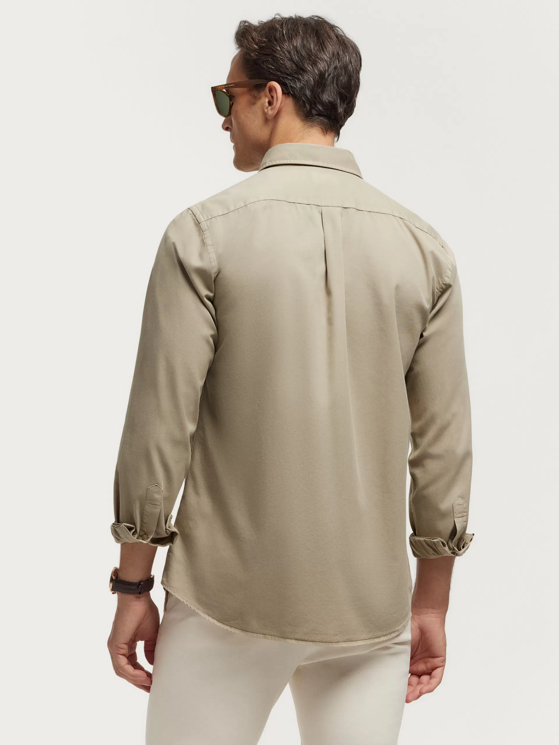 Chemise Alvaro Moreno en Tissage Twill Teinté - Ton Sable Élégant en Promotion Exclusive