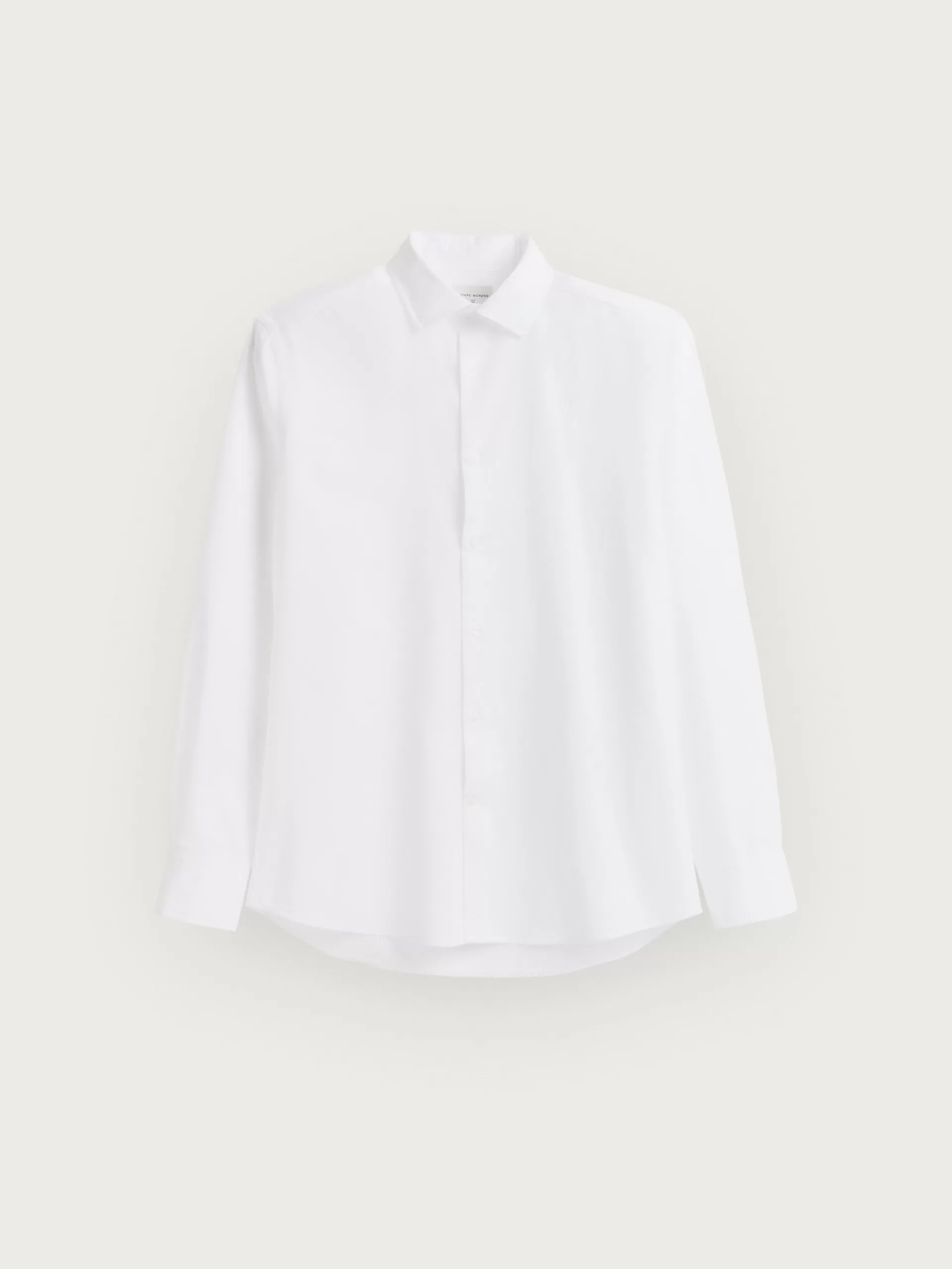 Chemise décontractée Alvaro Moreno en twill teint uni - Blanc pur pour un style intemporel