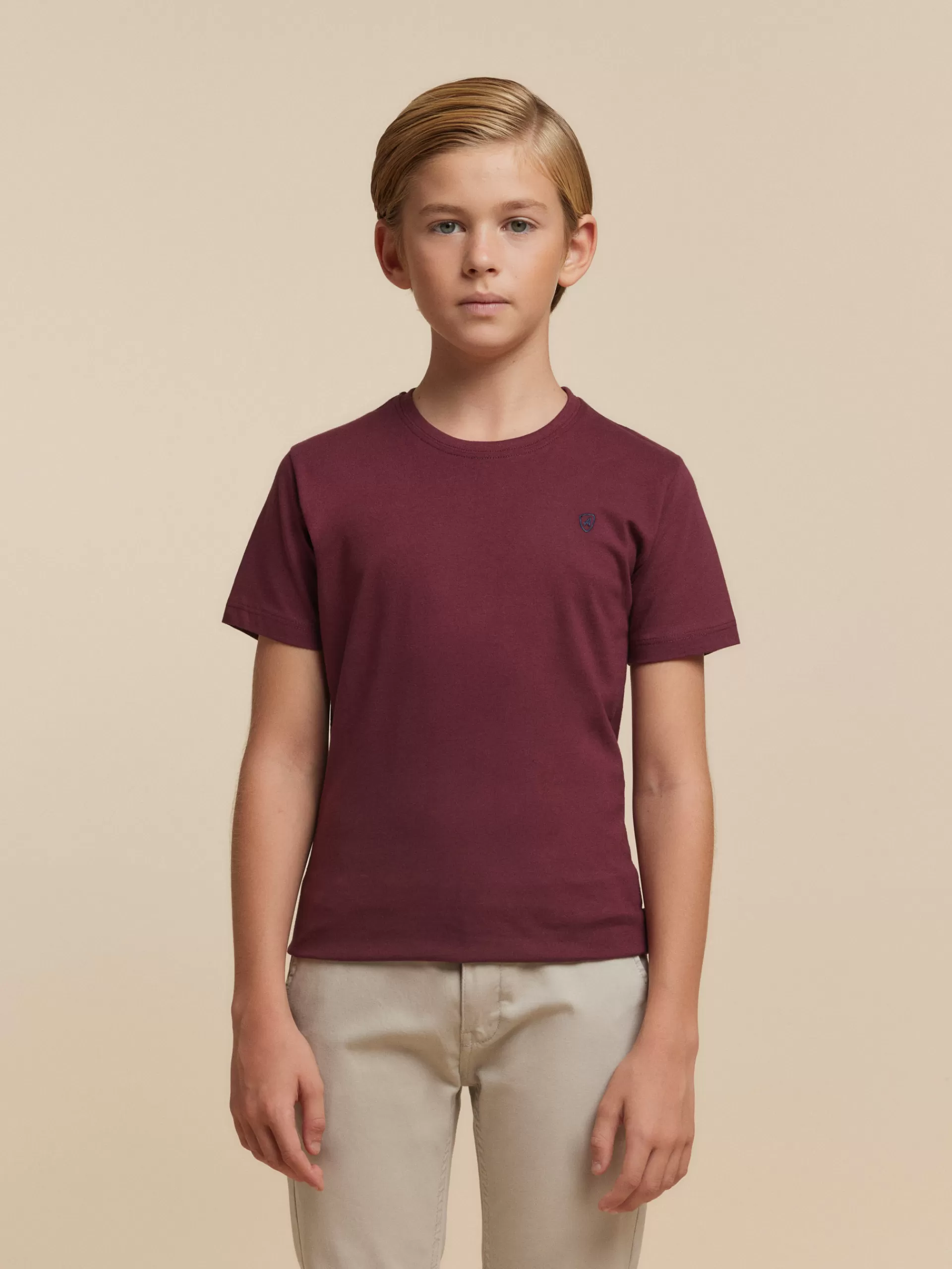 T-shirt classique pour enfant - Ton bordeaux doux | Collection Alvaro Moreno en Vente Flash