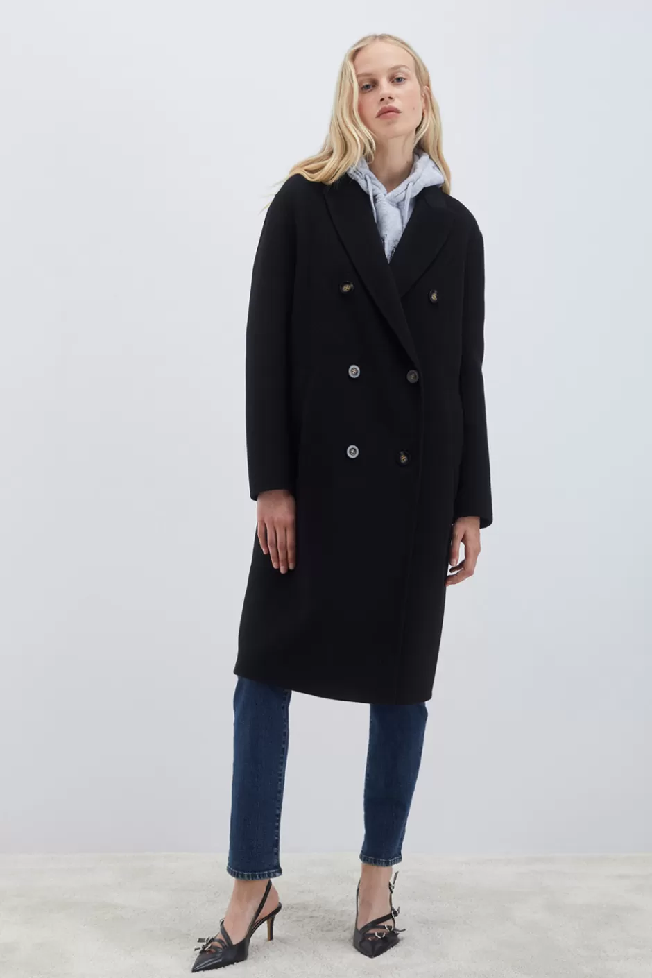 Manteau femme hiver en laine vierge à double boutonnage - Élégance intemporelle Donna Roy Rogers