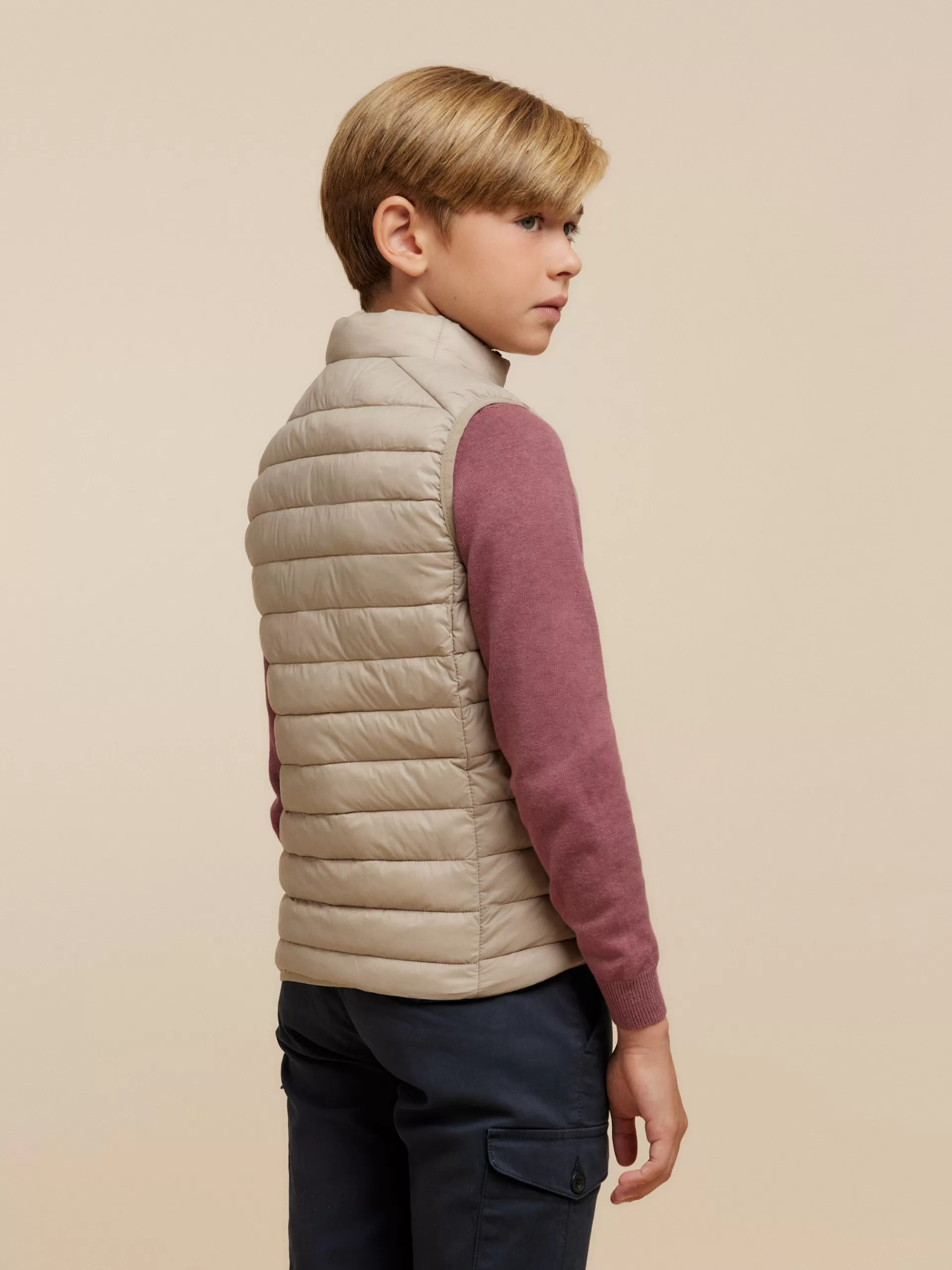 Chandail Niro Enfants Alvaro Moreno - Gilet Doudoune Beige Léger pour Garçons et Filles