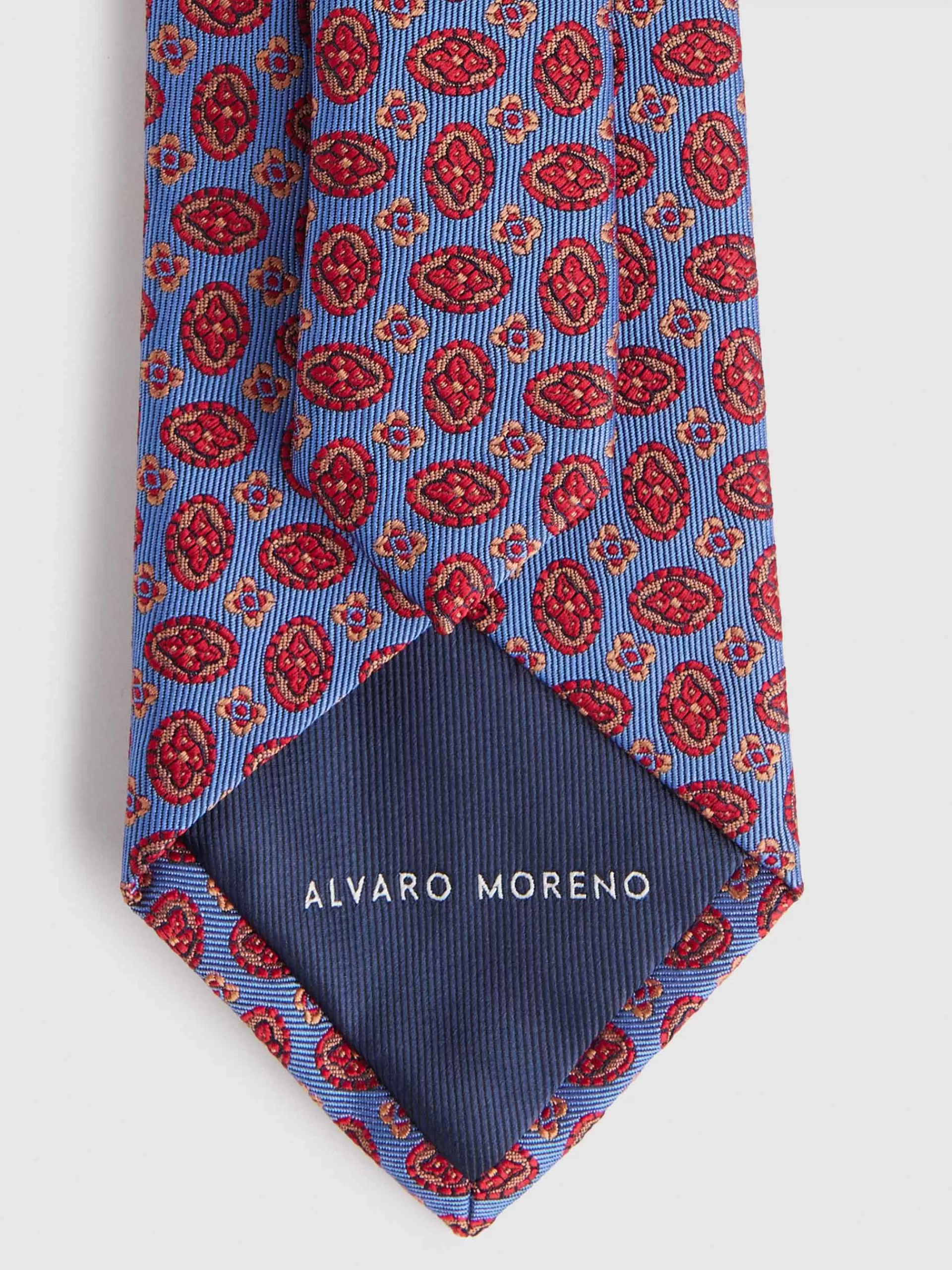 Cravate Jacquard Alvaro Moreno - Bleu Élégant en Soie Souple - Collection Printemps 2024