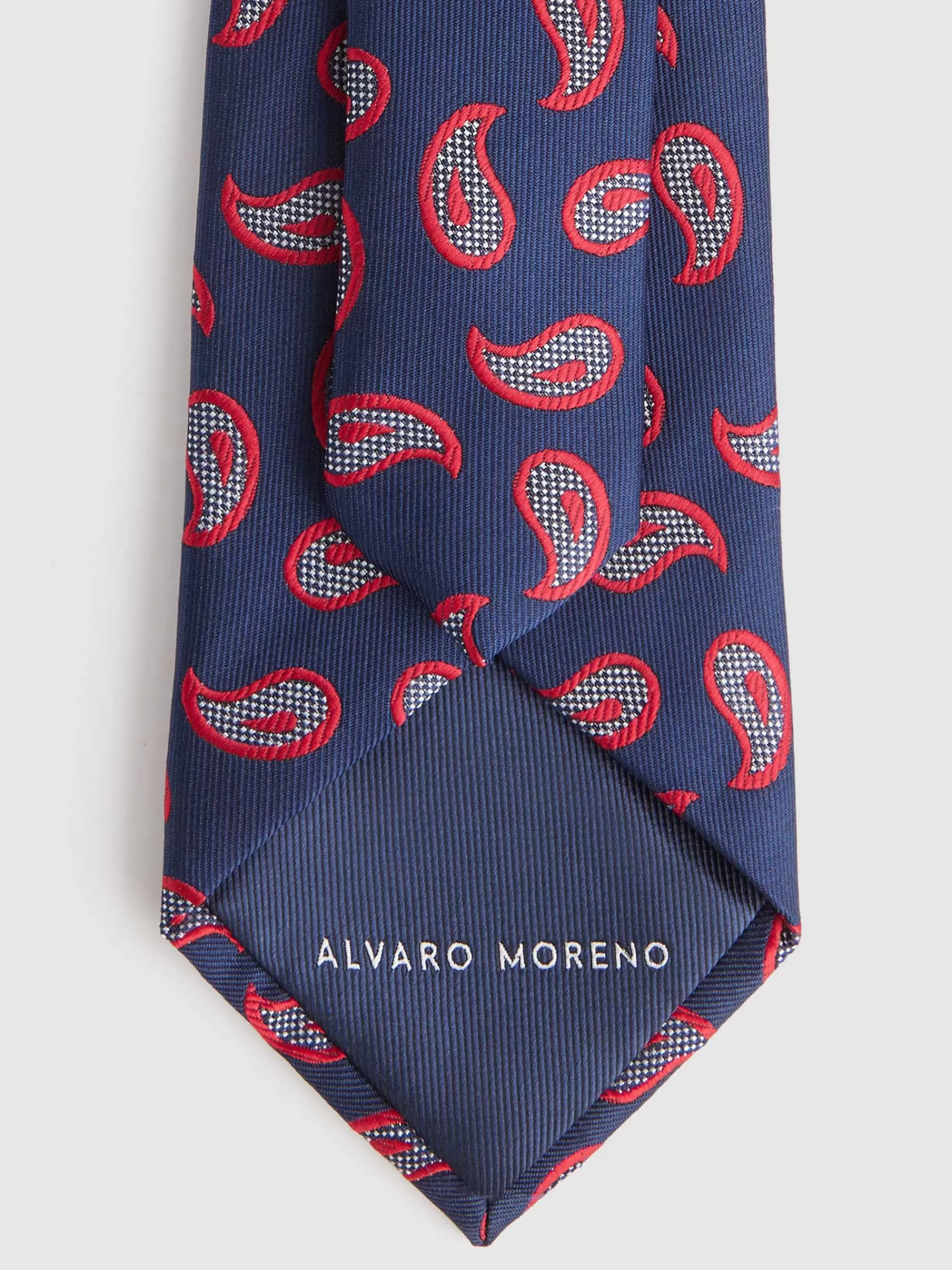 Cravate Jacquard Alvaro Moreno Bleu Marine - Élégance Moderne en Soie Premium (Modèle Exclusif MF)