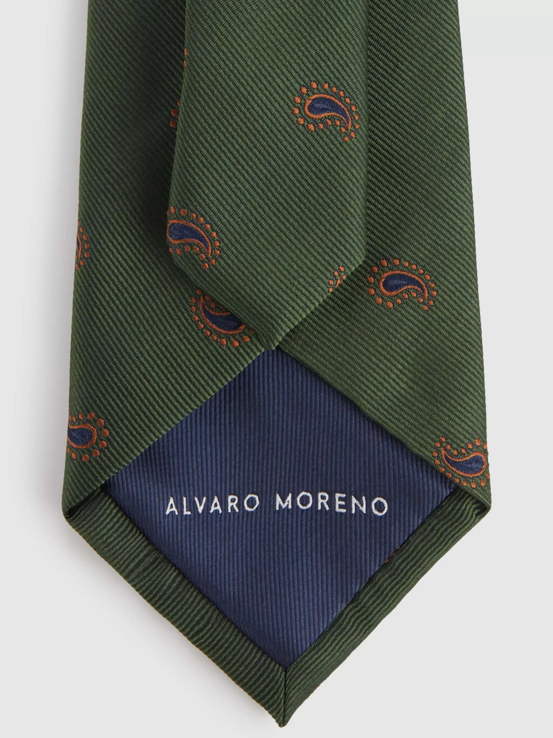 Cravate pour homme en jacquard vert émeraude - Collection Alvaro Moreno MF - Élégance intemporelle avec motifs tissés