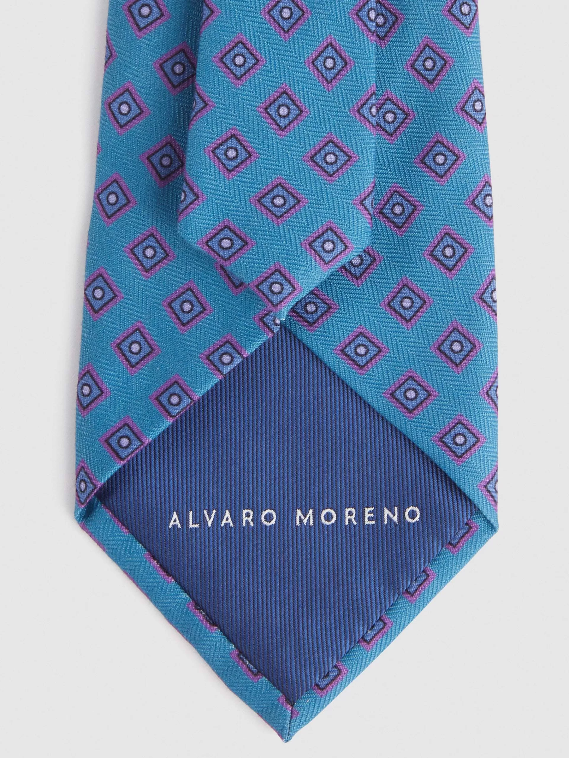 Cravate Alvaro Moreno Design Imprimé Bleu Saphir - Élégance Urbaine pour Homme