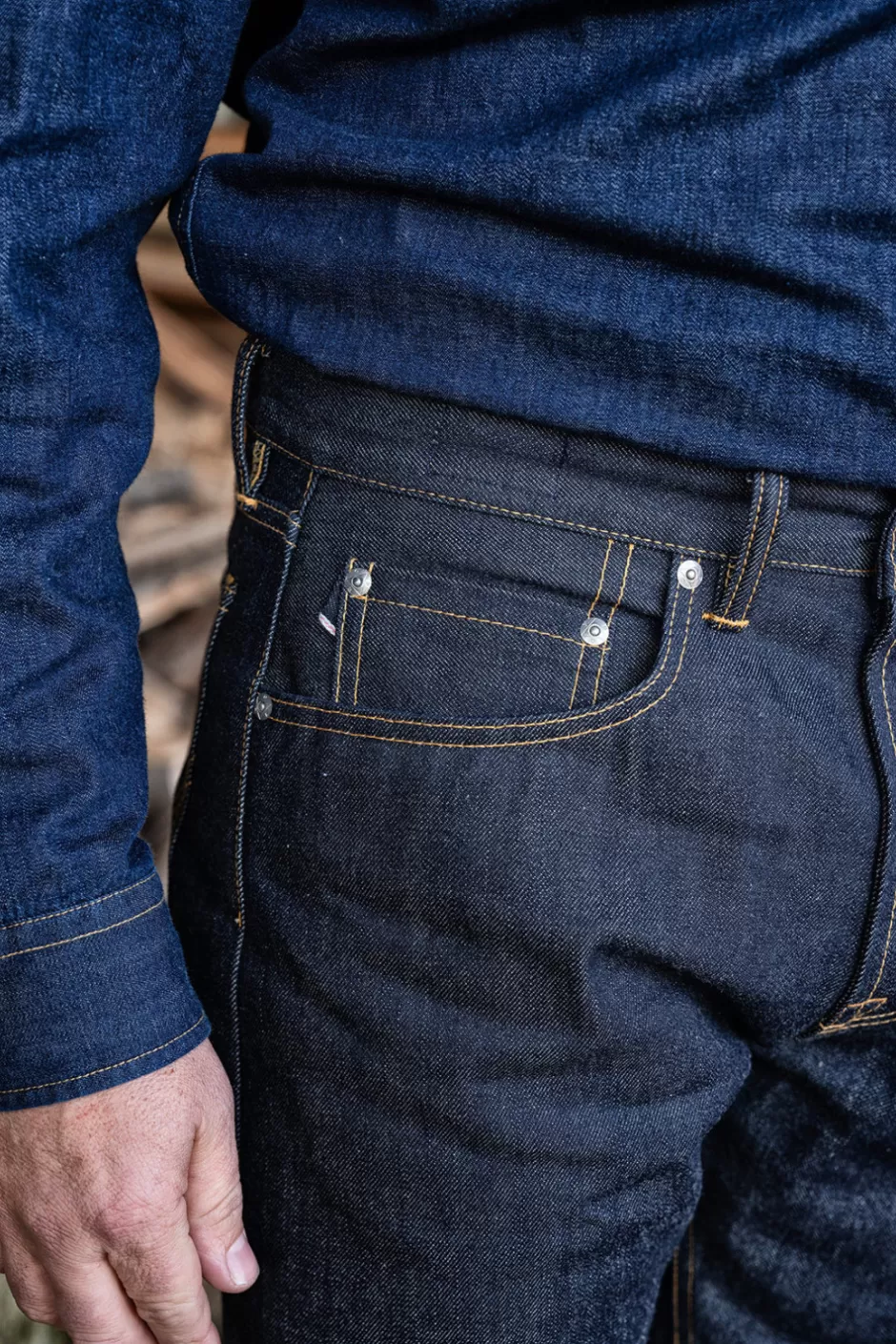 Jean brut authentique pour homme - Coupe ample décontractée en denim selvedge japonais, édition vintage 1966 par Cult Roy Rogers