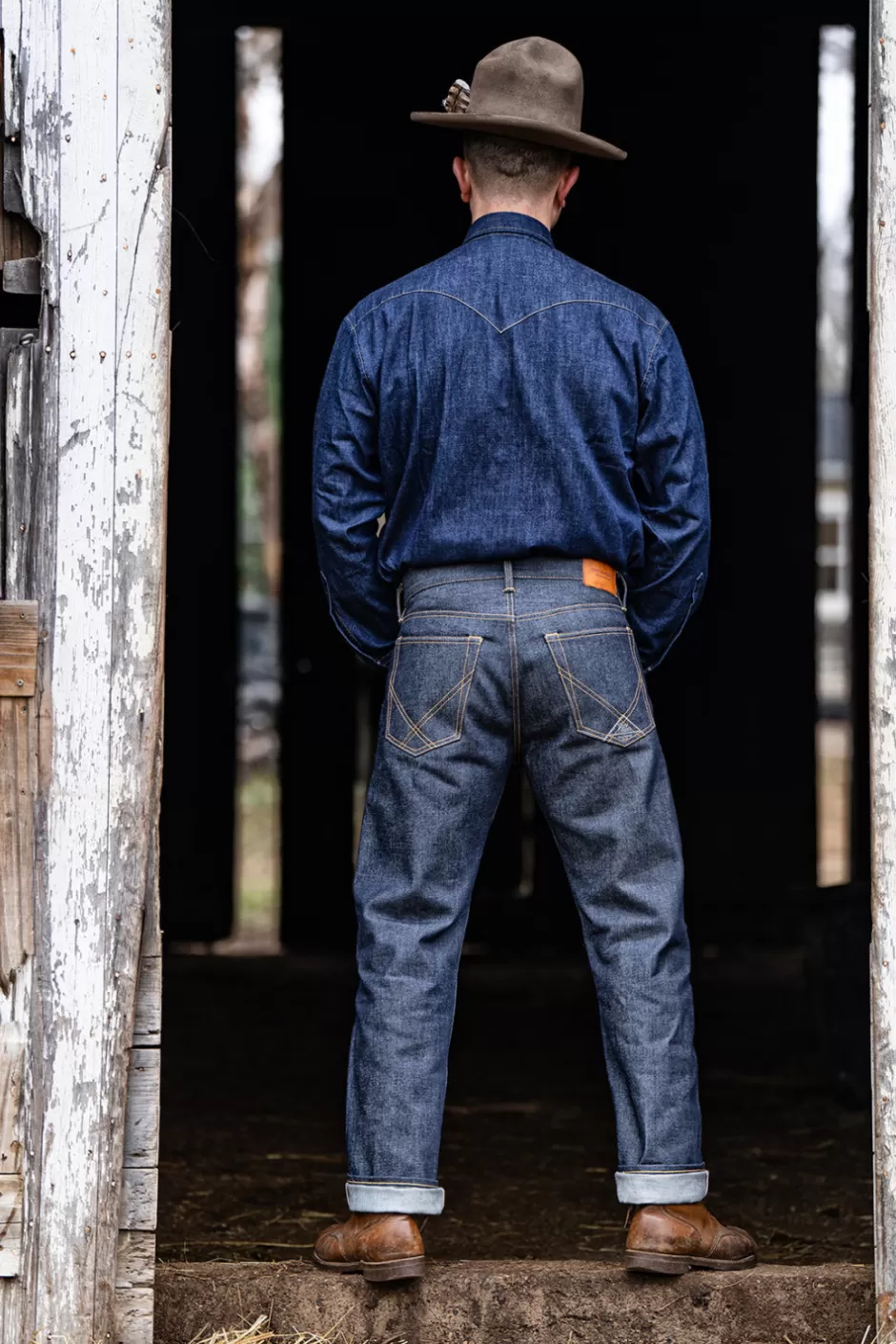 Jean droit pour Homme Roy Rogers - Coupe large en denim selvedge brut fabriqué aux États-Unis - Édition cult