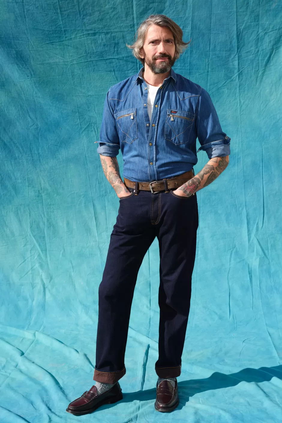Jean Droit Homme Selvedge Large Roy Rogers - Finition Japonaise Authentique avec Détail Bande Contrastée