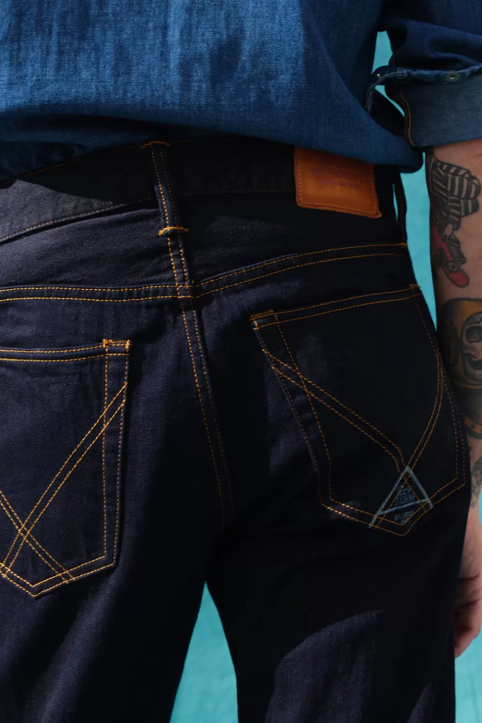 Jean Droit Homme Selvedge Large Roy Rogers - Finition Japonaise Authentique avec Détail Bande Contrastée