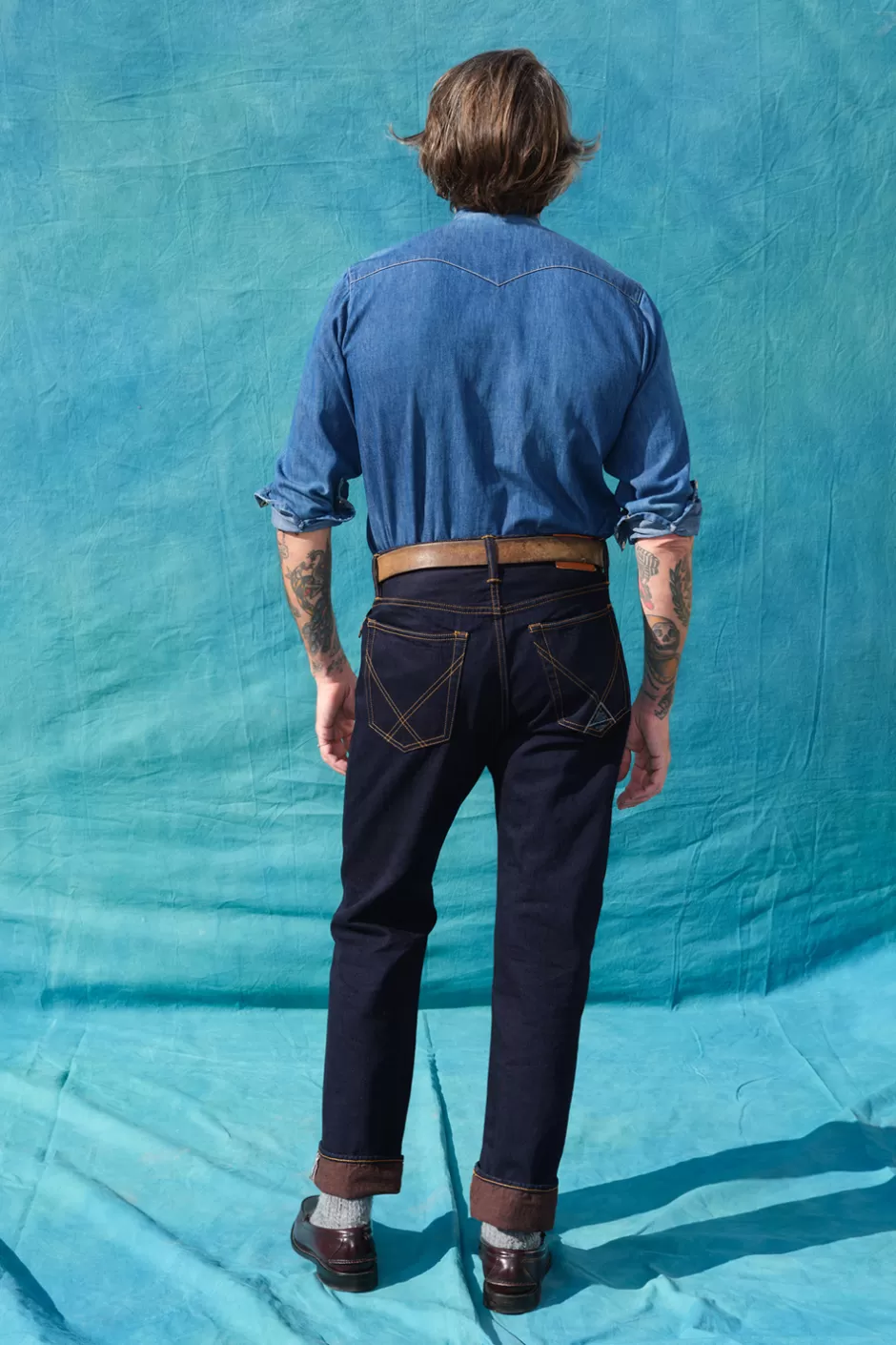 Jean Droit Homme Selvedge Large Roy Rogers - Finition Japonaise Authentique avec Détail Bande Contrastée