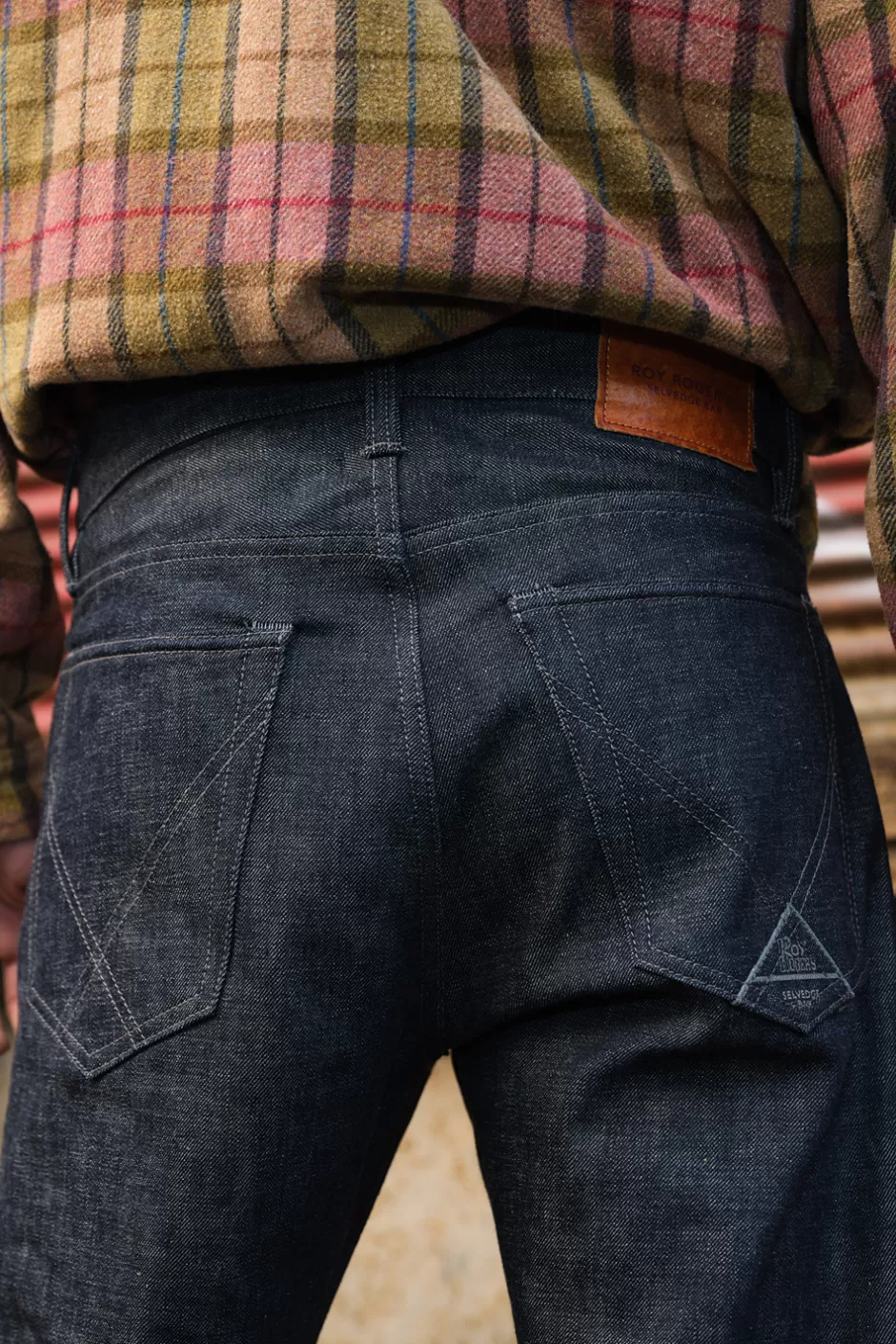 Jean Brut Selvedge Vintage - Collection Exclusive Homme Roy Rogers | Coupe Large avec Lisière Rouge et Détails Emblématiques