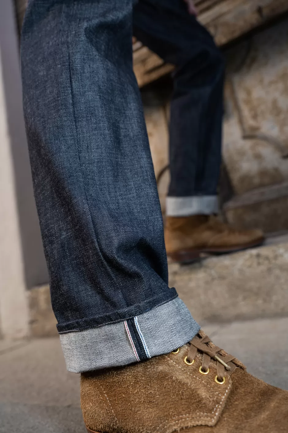 Jean Brut Selvedge Vintage - Collection Exclusive Homme Roy Rogers | Coupe Large avec Lisière Rouge et Détails Emblématiques