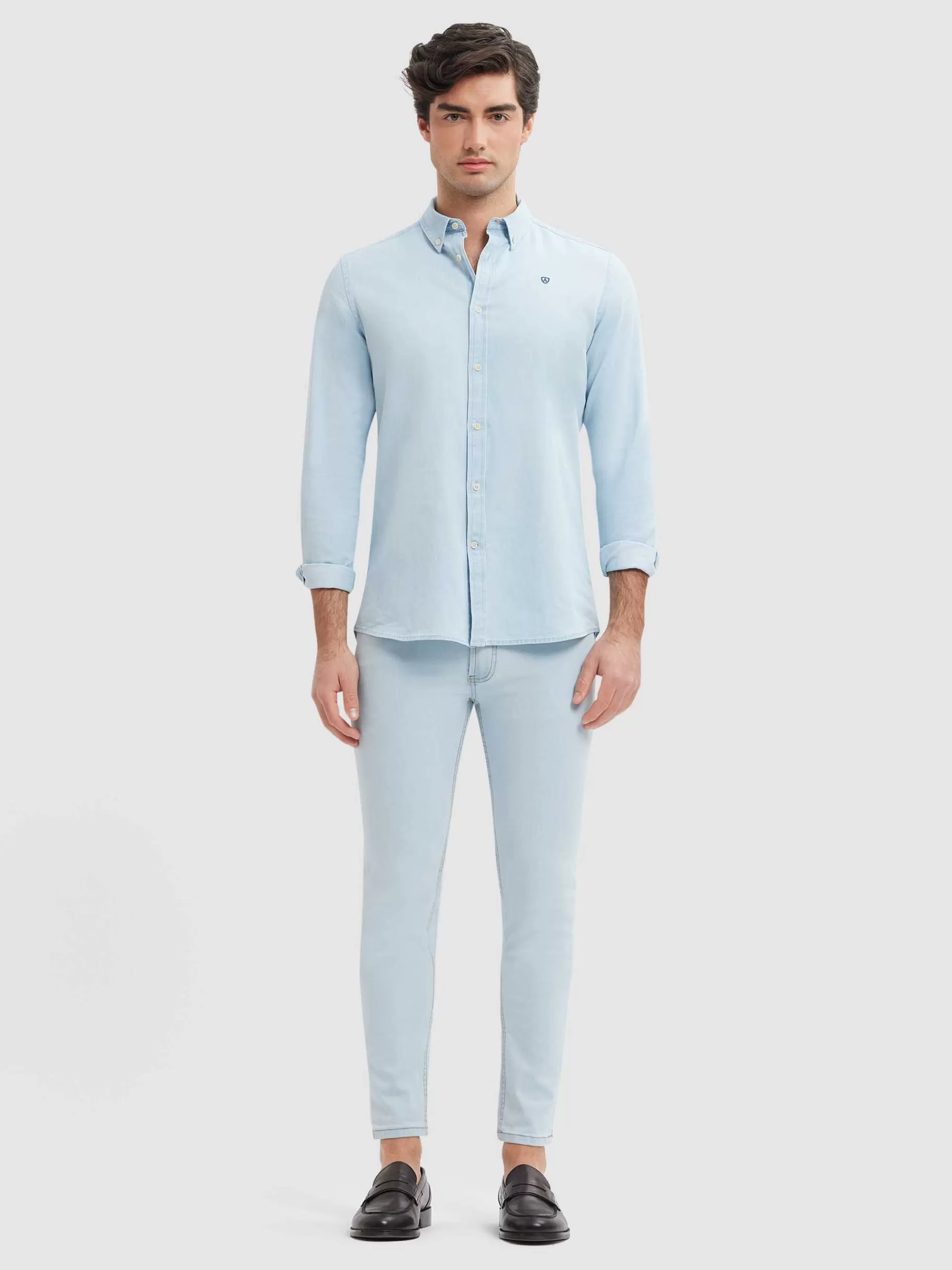 Jean cigarette Alvaro Moreno en denim bleu ciel - Coupe ajustée tendance