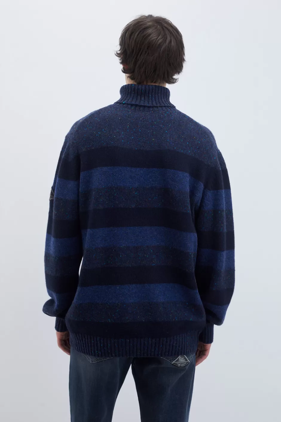 Pull Homme Roy Rogers - Rayures Vibrantes en Mélange Laine-Cashmere - Style Dolcevita Détendu