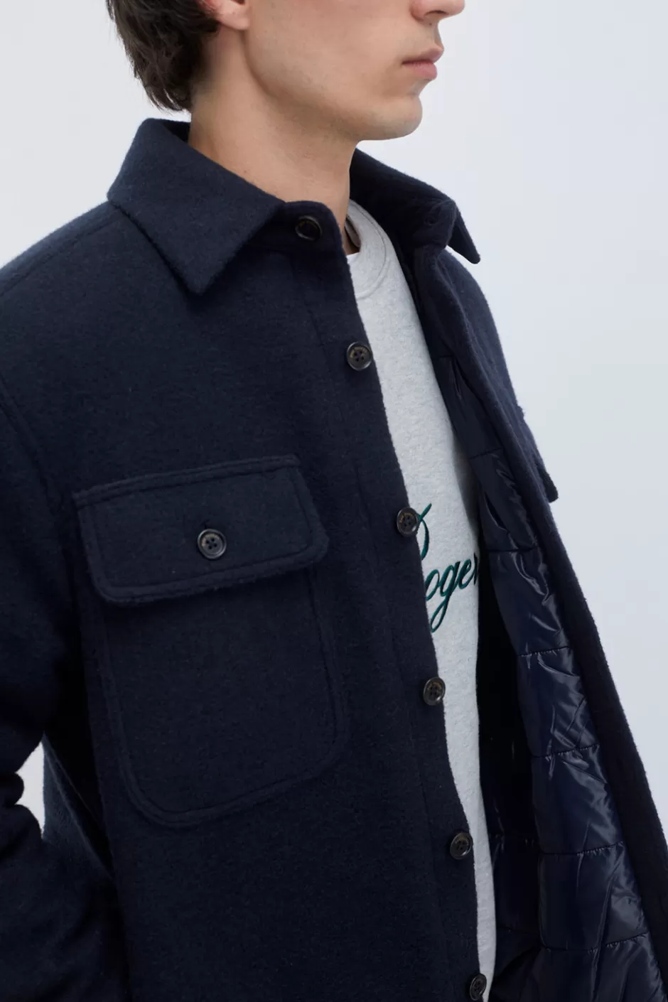 Veste décontractée Roy Rogers pour homme en mélton léger bleu marine - Coupe classique et résistant