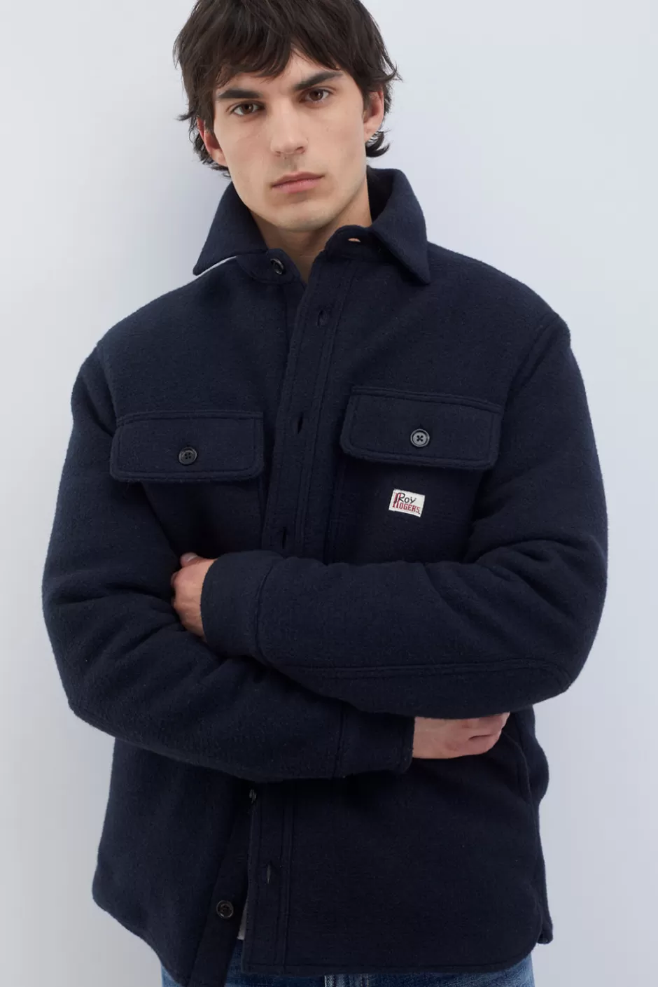 Veste décontractée Roy Rogers pour homme en mélton léger bleu marine - Coupe classique et résistant