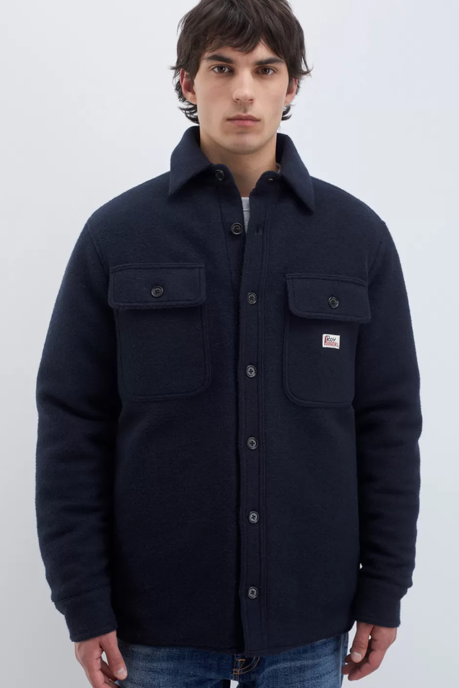 Veste décontractée Roy Rogers pour homme en mélton léger bleu marine - Coupe classique et résistant