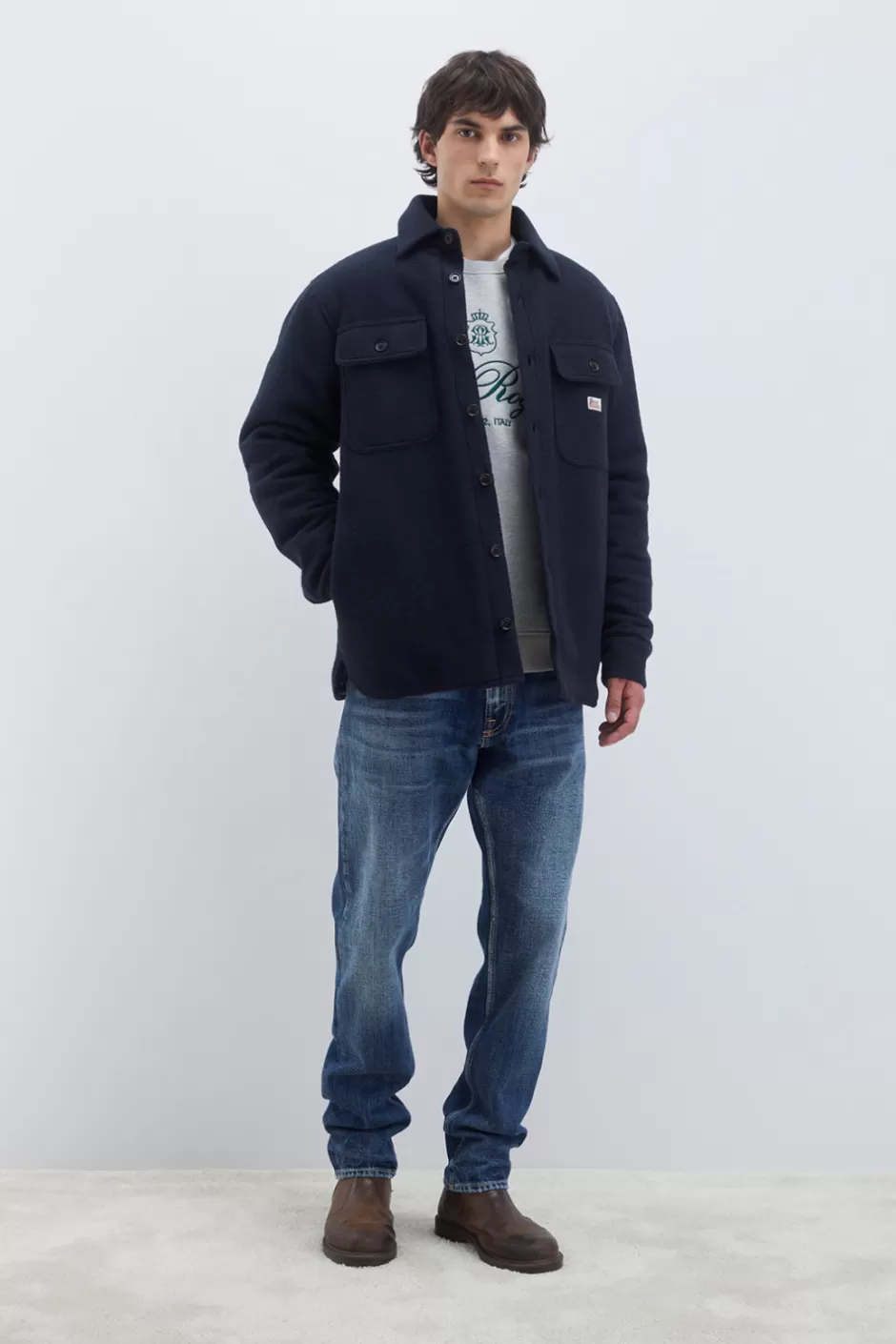 Veste décontractée Roy Rogers pour homme en mélton léger bleu marine - Coupe classique et résistant