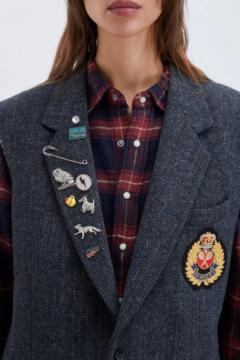 Veste Harris Tweed Vintage Donna Roy Rogers – Héritage Américain Rétro en Laine Écossaise