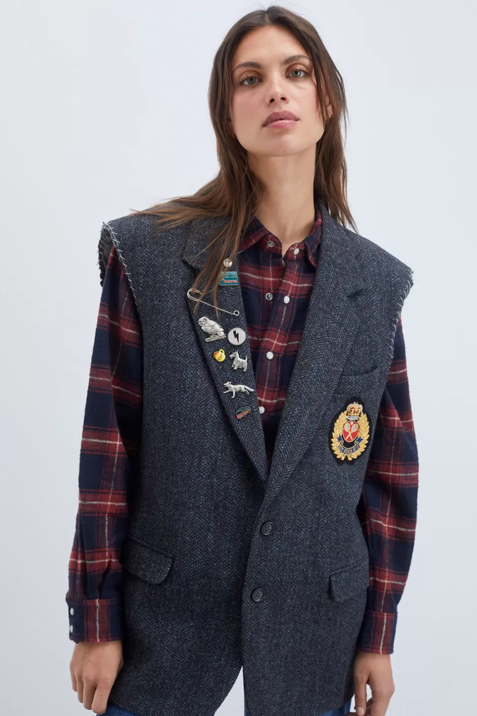 Veste Harris Tweed Vintage Donna Roy Rogers – Héritage Américain Rétro en Laine Écossaise