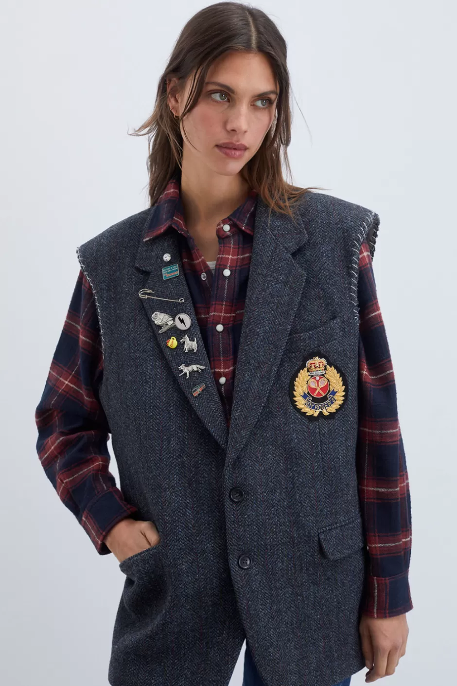 Veste Harris Tweed Vintage Donna Roy Rogers – Héritage Américain Rétro en Laine Écossaise