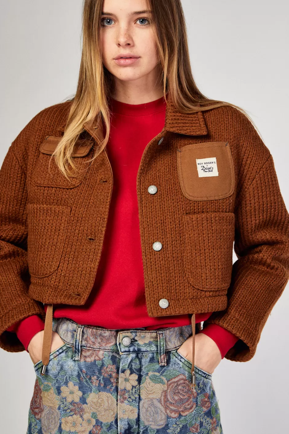 Veste courte travail unisexe Roy Rogers x Dave's NY - Laine douce automnale - Style urbain décontracté (Collection mixte automne-hiver)